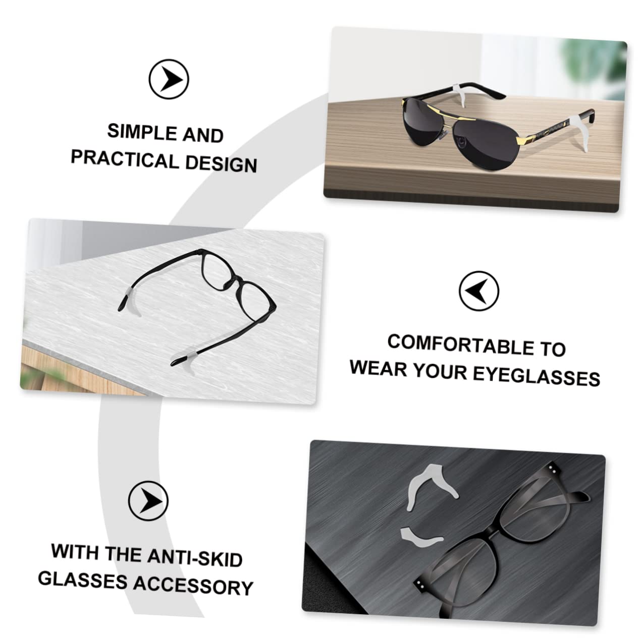 Uonlytech 30 Pairs Non-Slip Silicone Glasses Nose Pads & Anti-Slip Glasses Hooks - Soft Comfortable Eyewear Accessories for Reading Glasses, Sunglasses & Safety Glasses - Perfect for Sports, Work & Daily Use