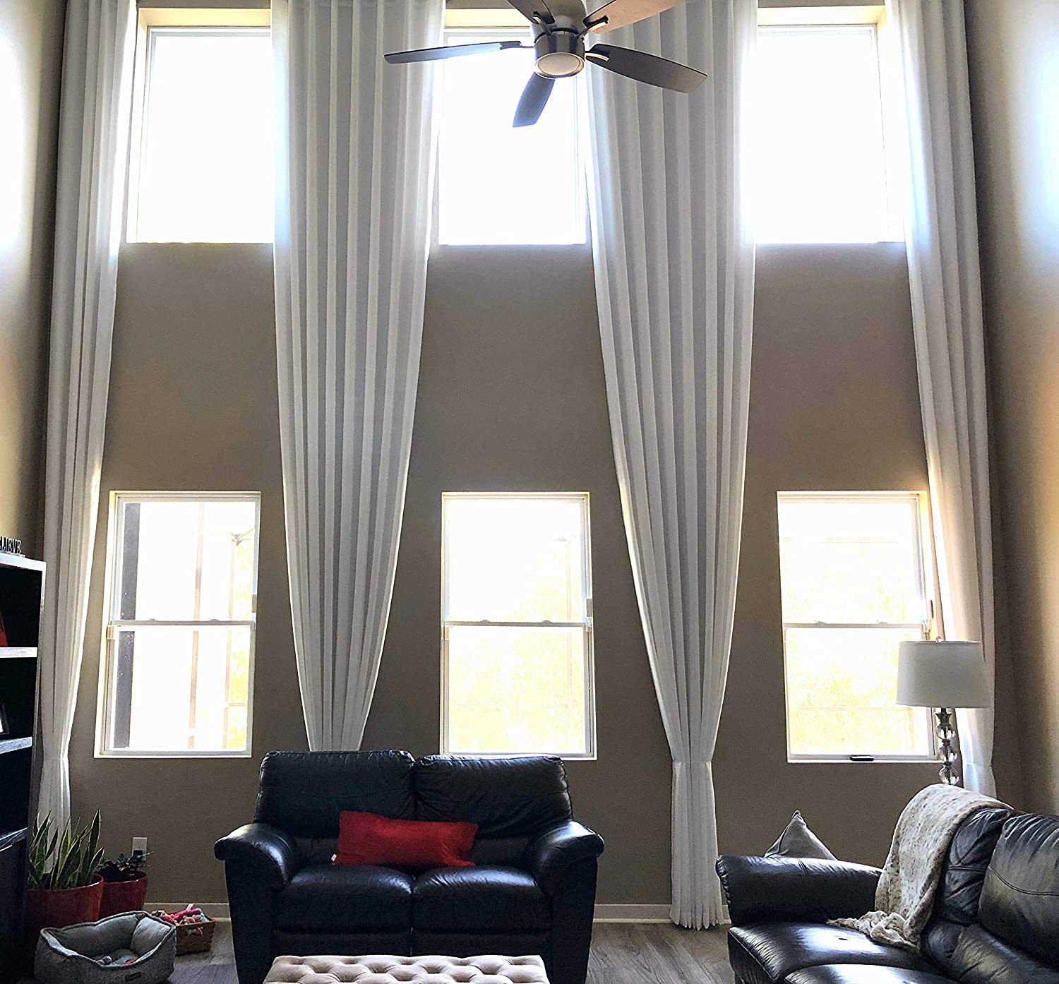 Extra Long Natural Linen Curtains - Custom Made Drapes 9-24 Feet Long, 9 Feet Wide - 2 Story Length in Grey, White, Beige & Brown - Free Swatches Included (Pure White, 50