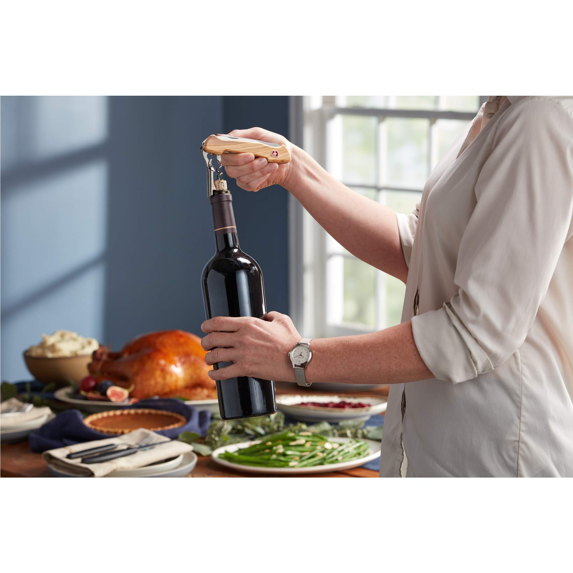 Victorinox Swiss Army Wine Master Pocket Knife - 6-in-1 Multitool with Corkscrew, Bottle Opener & Wood Handle - Perfect for Camping, Hiking & Outdoor Adventures