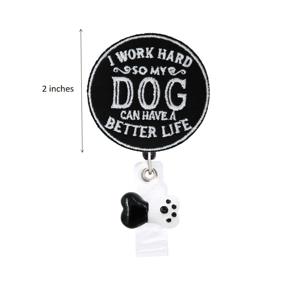 Dog's Paw Badge Reels Retractable with Alligator Clip & Key Ring - 24 Inch Thick Pull Cord for Pet Lovers | Perfect for Vet Visits, Dog Walking & Office ID Badges