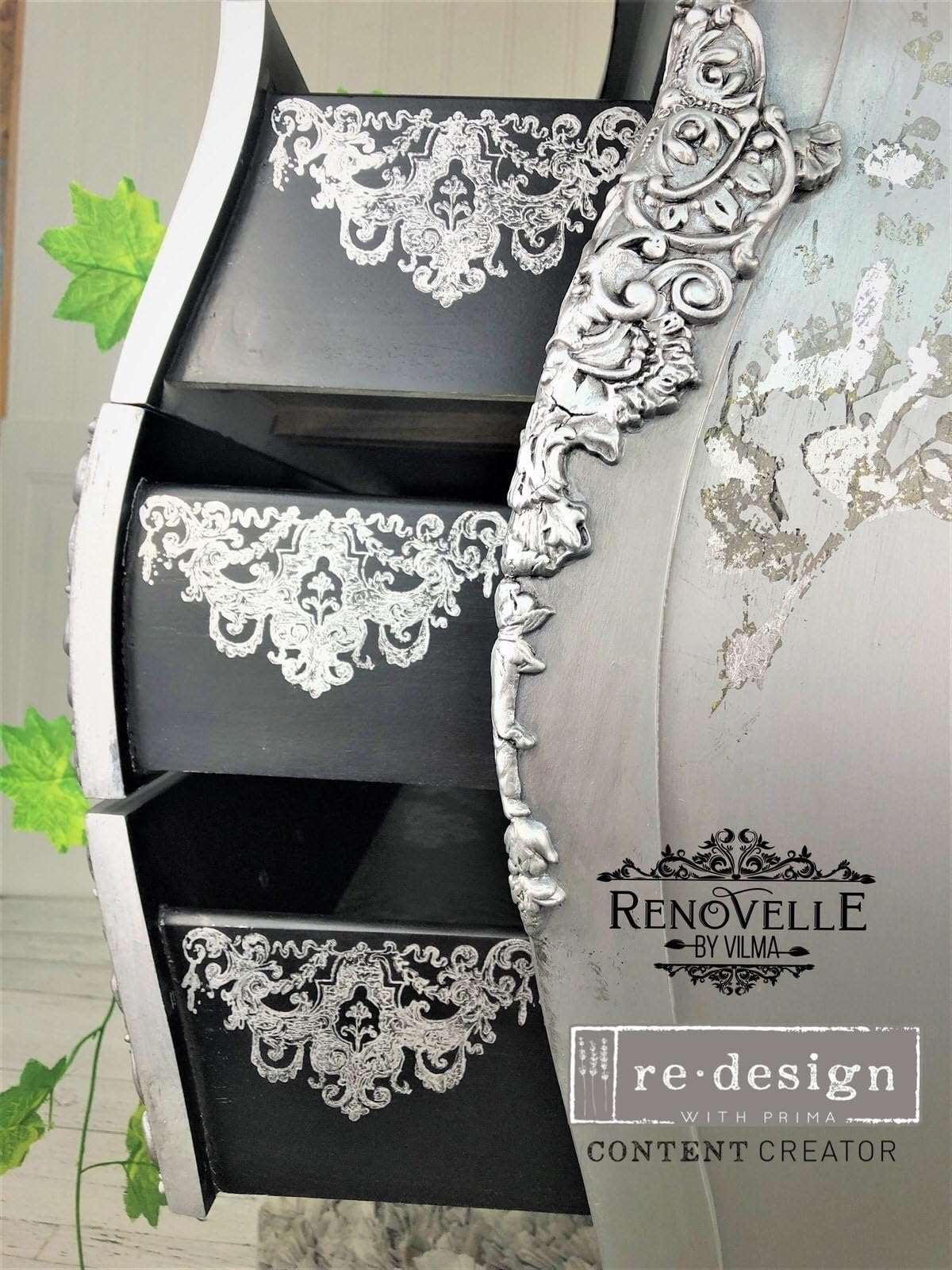 Redesign Decor Clear-Cling Stamps - Chateau De Maisons Wall Decals for Furniture, Nightstand, Vanity & Desk | Easy DIY Wall Art & Home Décor | Perfect for Bedroom, Living Room & Office Spaces