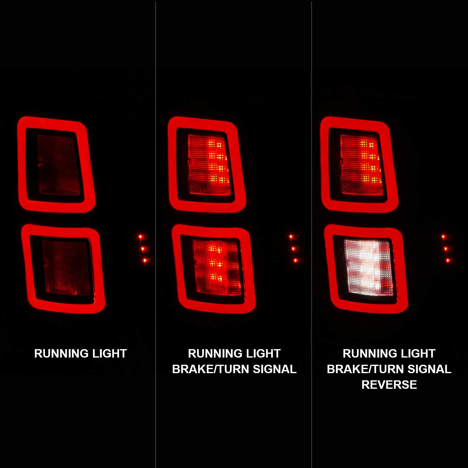 AmeriLite Smoke LED Light Bar Tail Lights - Full Function Replacement for 2009-2018 Dodge Ram 1500/2500/3500 Pickup Trucks | OE LED Compatible | Durable Off-Road & Night Driving Lighting Upgrade