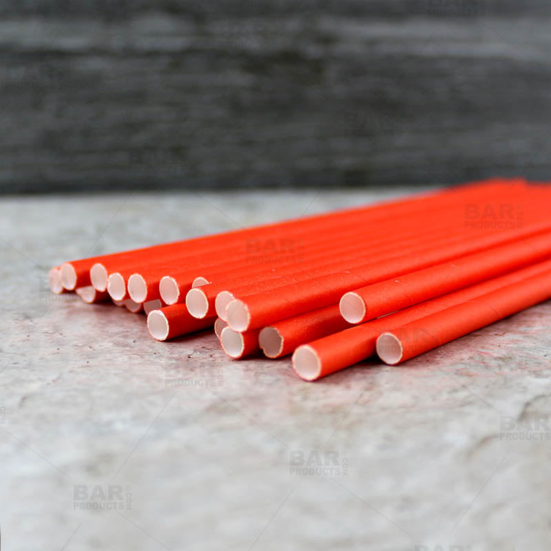 BarConic® Eco Friendly Biodegradable Paper Straws - 7 3/4 Inch Orange Drinking Straws (Pack of 100) | Perfect for Parties, Restaurants & Sustainable Events