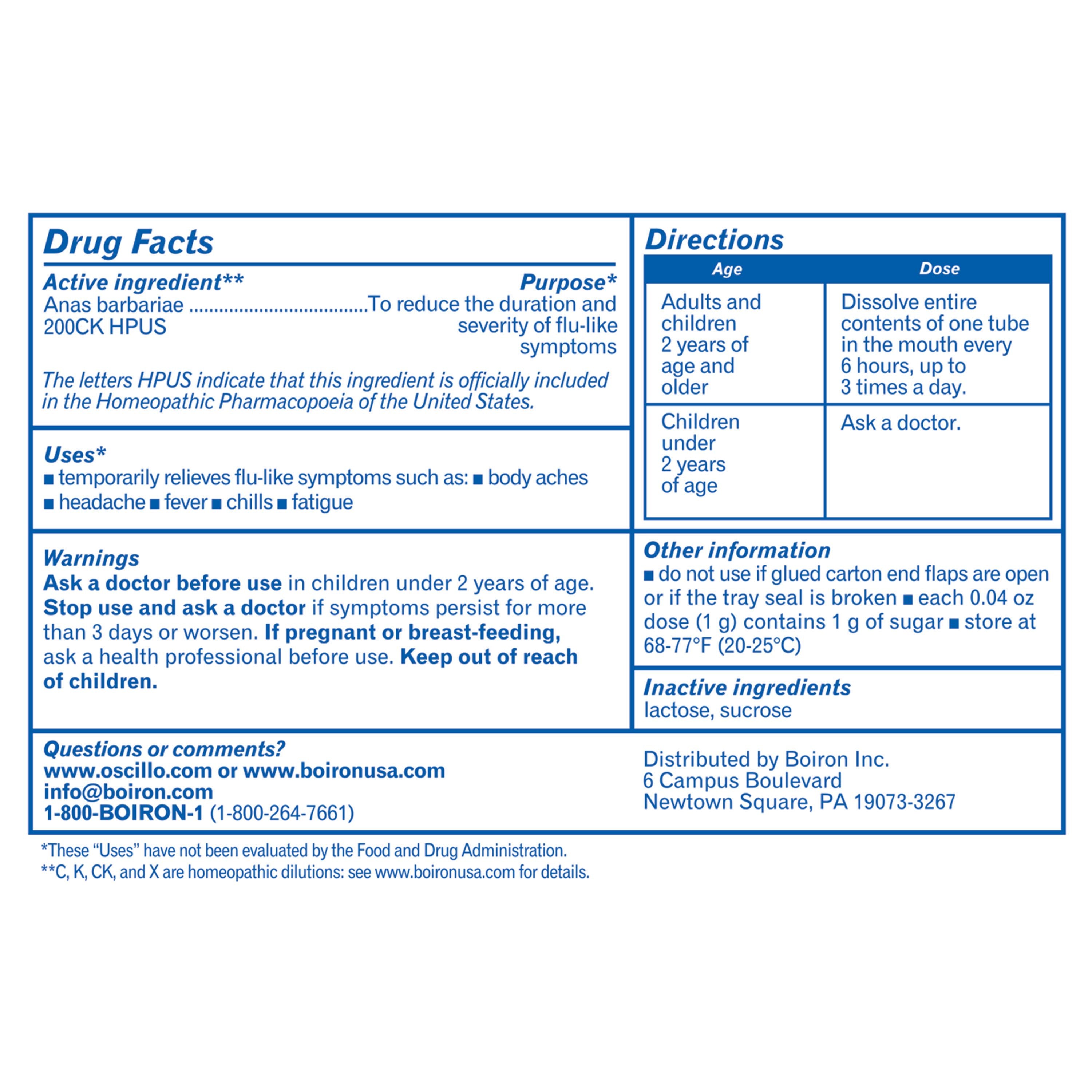 Boiron Oscillococcinum Homeopathic Medicine - 6 Doses for Flu-Like Symptoms Relief | Natural Immune Support for Cold & Flu Season | Fast-Acting Remedy for Families
