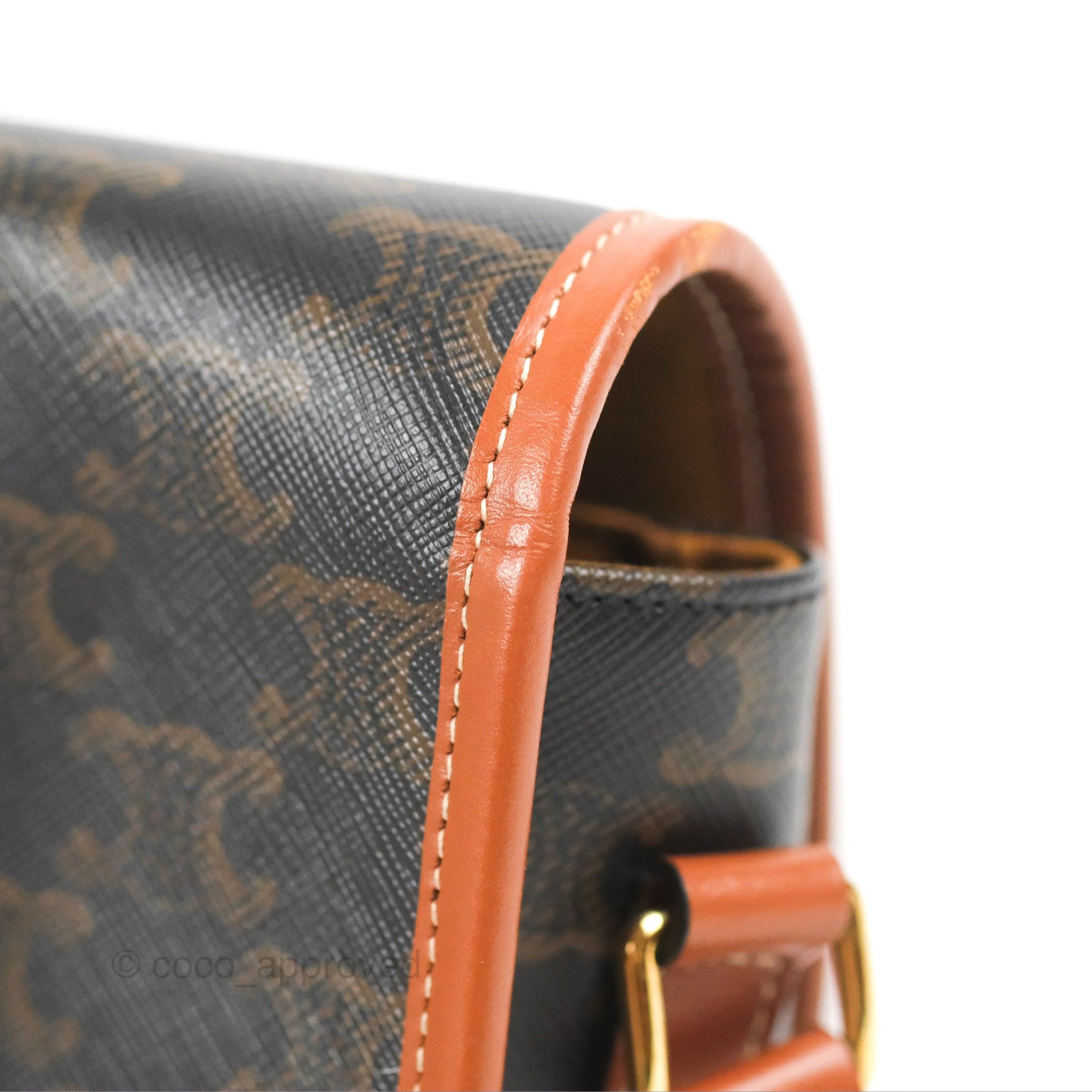 Celine Medium Triomphe Canvas Folco Bag in Tan - Luxury Crossbody Handbag for Women, Perfect for Work, Travel & Everyday Use