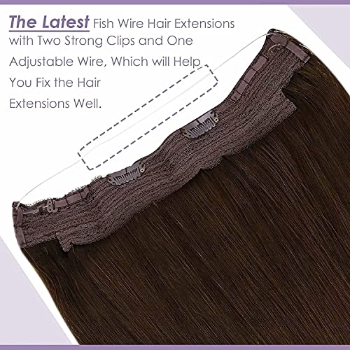 Premium Fish Line Halo Hair Extensions with Invisible Clips - Seamless 100% Human Hair Extensions for Length & Volume - Perfect for Weddings, Parties & Daily Styling