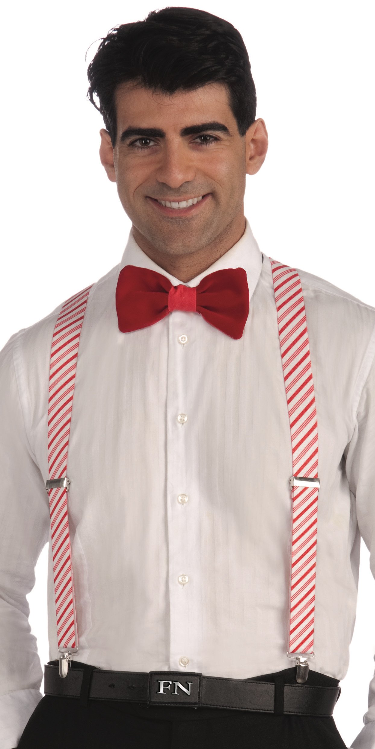 Festive Candy Cane Striped Suspenders for Men & Women - Christmas Holiday Party Accessories - Perfect for Ugly Sweater Parties, Office Celebrations & Family Gatherings