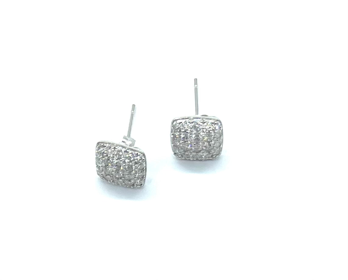 Square Diamond Stud Earrings for Women - 14K White Gold Princess Cut Diamond Earrings - Perfect for Weddings, Parties & Everyday Elegance