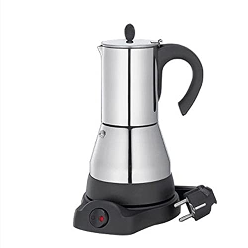Premium 304 Stainless Steel Electric Geyser & Stovetop Moka Coffee Maker - 300ML Espresso Percolator for Home & Office Use - Perfect for Italian Coffee, Camping & Gifts