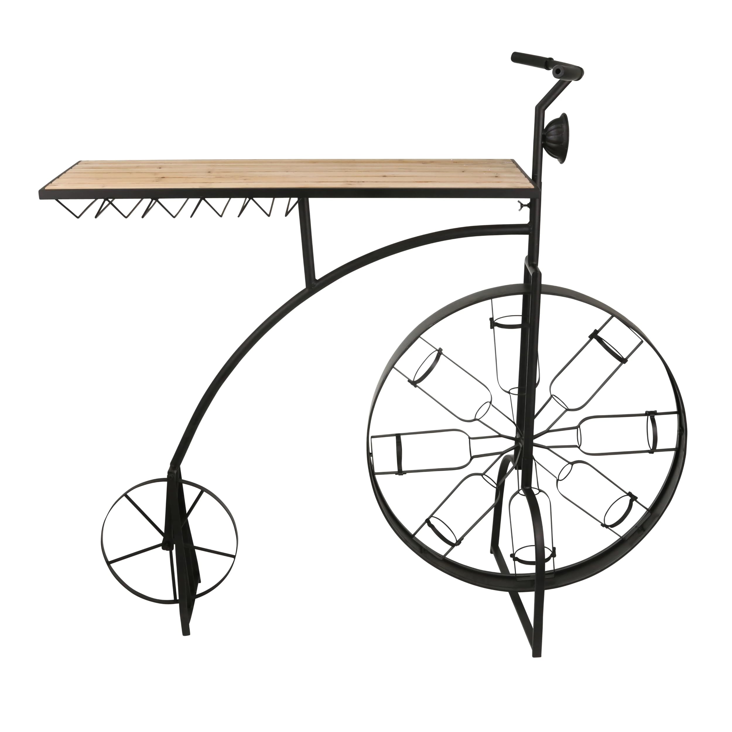 Sagebrook Home Black Metal & Wood Bike Wine Rack - Wall Mounted Wine Bottle Holder for Kitchen, Bar, Dining Room & Home Decor