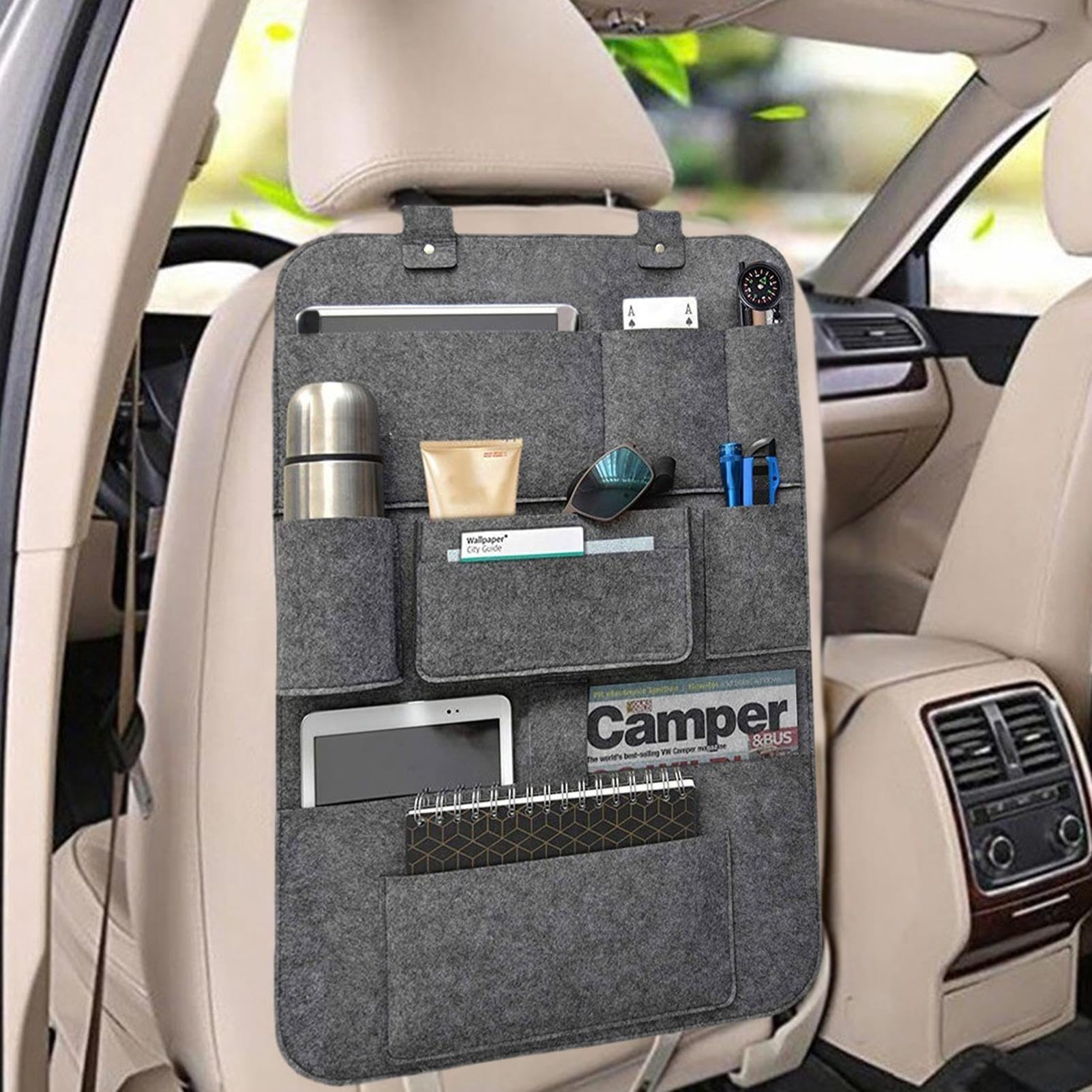 Car Seat Organizer with 10 Pockets - Backseat Storage for Kids - Vehicle Seat Back Protector for Toys, Snacks, Drinks & Accessories | Perfect for Road Trips, Family Travel & Daily Commutes