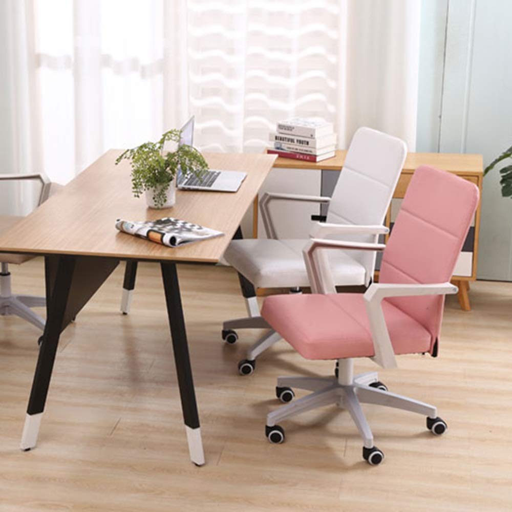 Ergonomic Swivel Computer Desk Chair - High Back PU Leather Gaming Chair with Adjustable Height, 330 lbs Weight Capacity - Perfect for Office, Study, Meeting Room & Home Workspace (Pink)