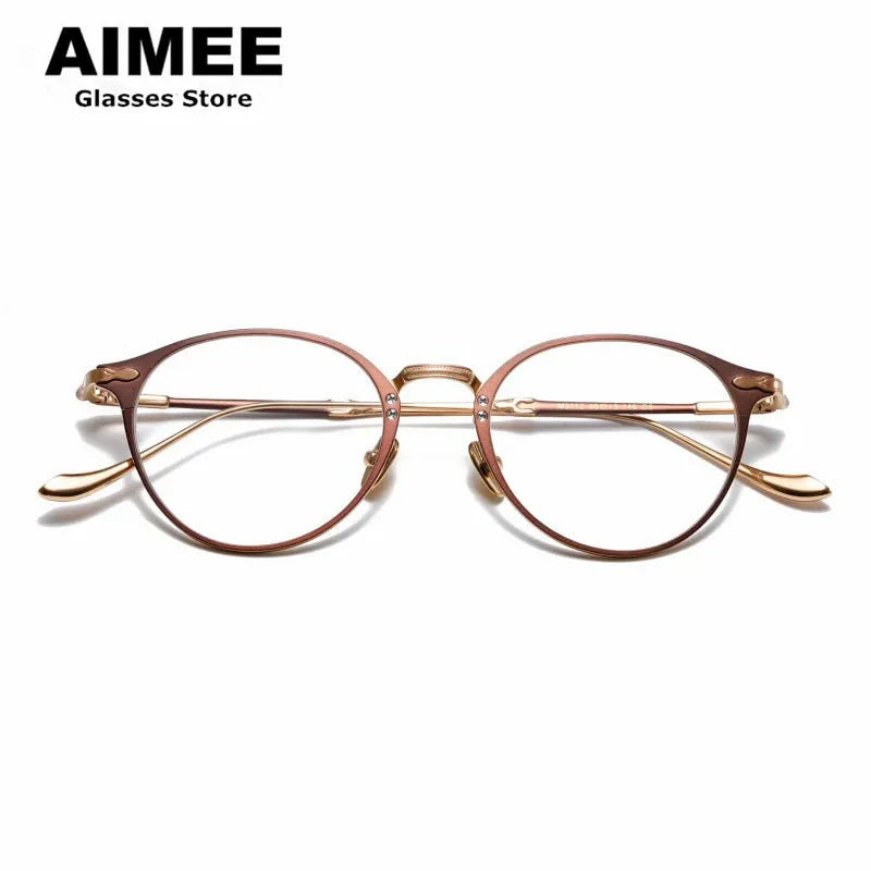 Aimee Unisex Full Rim Oval Round Titanium Eyeglasses Frame 3112 - Lightweight & Durable Eyewear for Work, Reading & Fashion