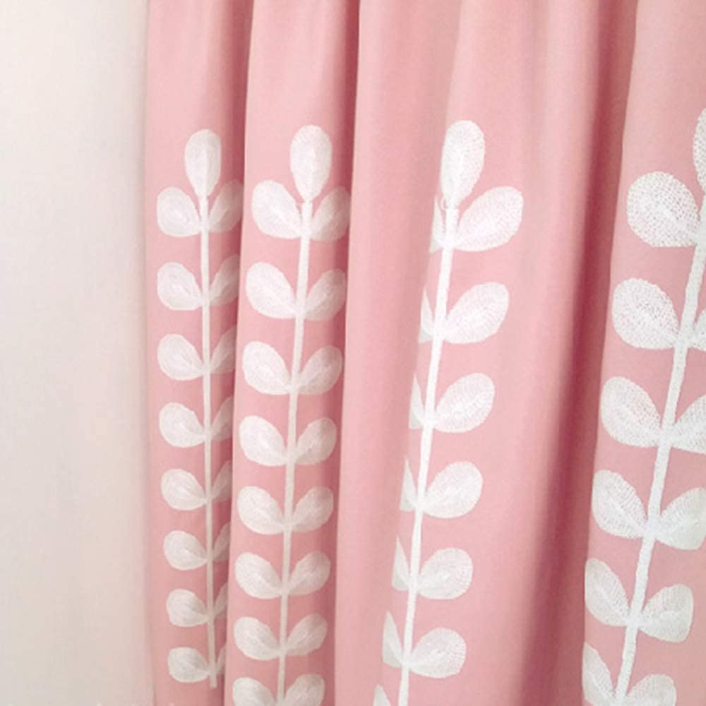 XBSXP 24 Inch Pink Embroidered Cafe Curtains - Half Window Kitchen Curtains with Polyester Cotton Blend for Bathroom & Bedroom - Perfect for Privacy & Decoration in Cozy Spaces