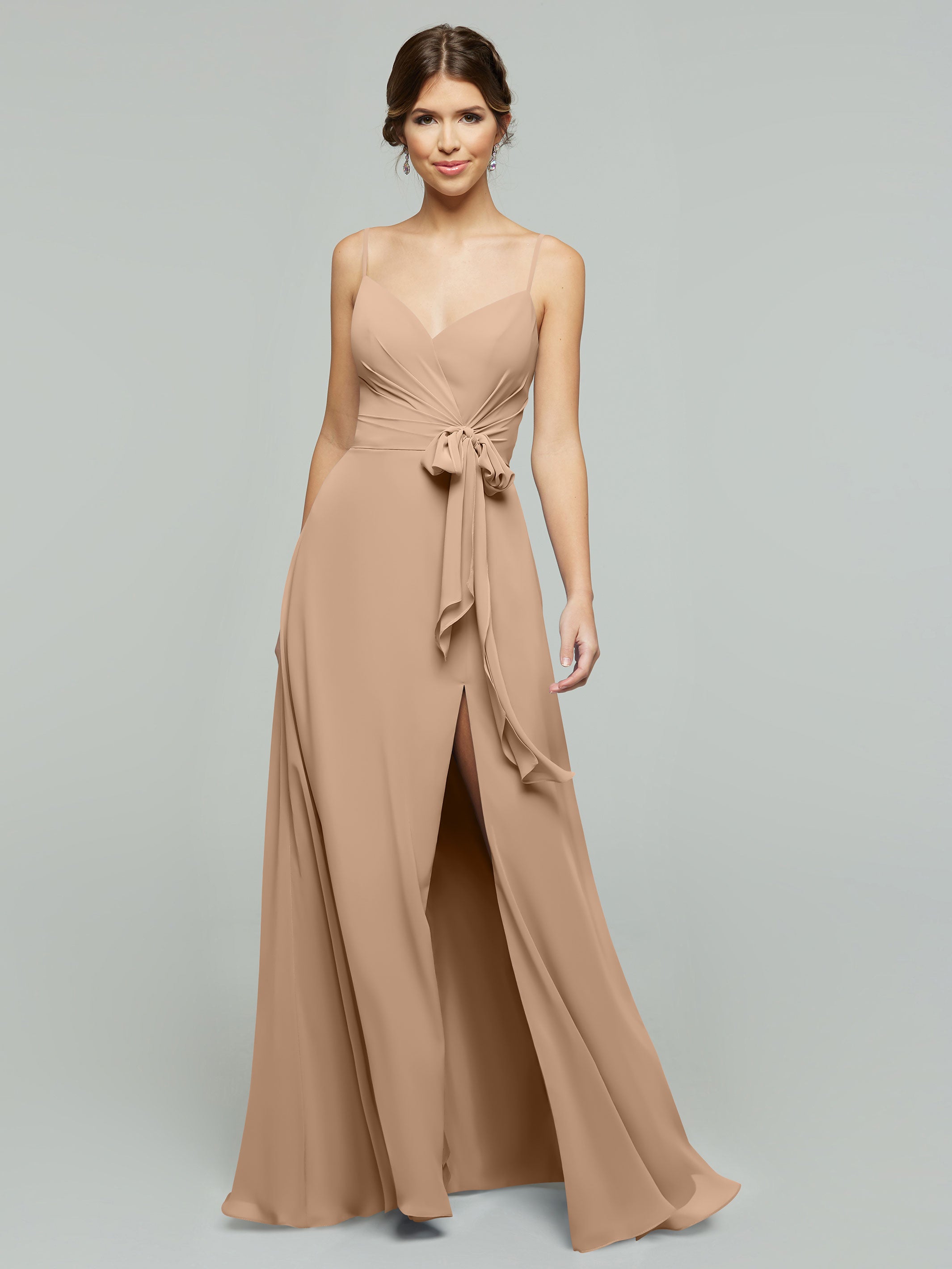 Elegant 80182 Chiffon A-Line Bridesmaid Dress with V-Neck & Spaghetti Straps - Perfect for Weddings, Formal Events & Special Occasions