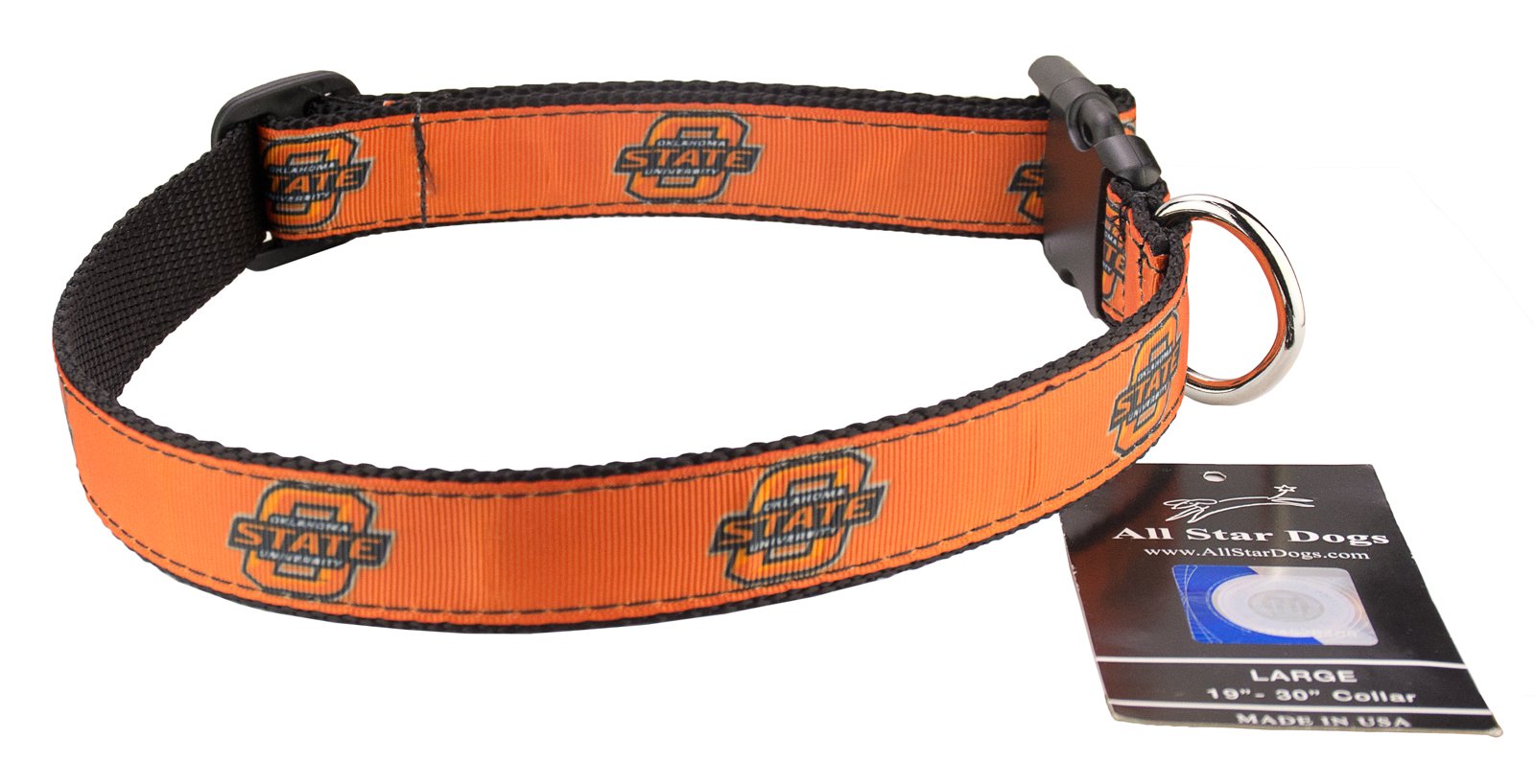 Oklahoma State Cowboys Ribbon Dog Collar for Small Dogs - Adjustable Pet Collar with Team Logo - Perfect for Game Day, Walks & Training