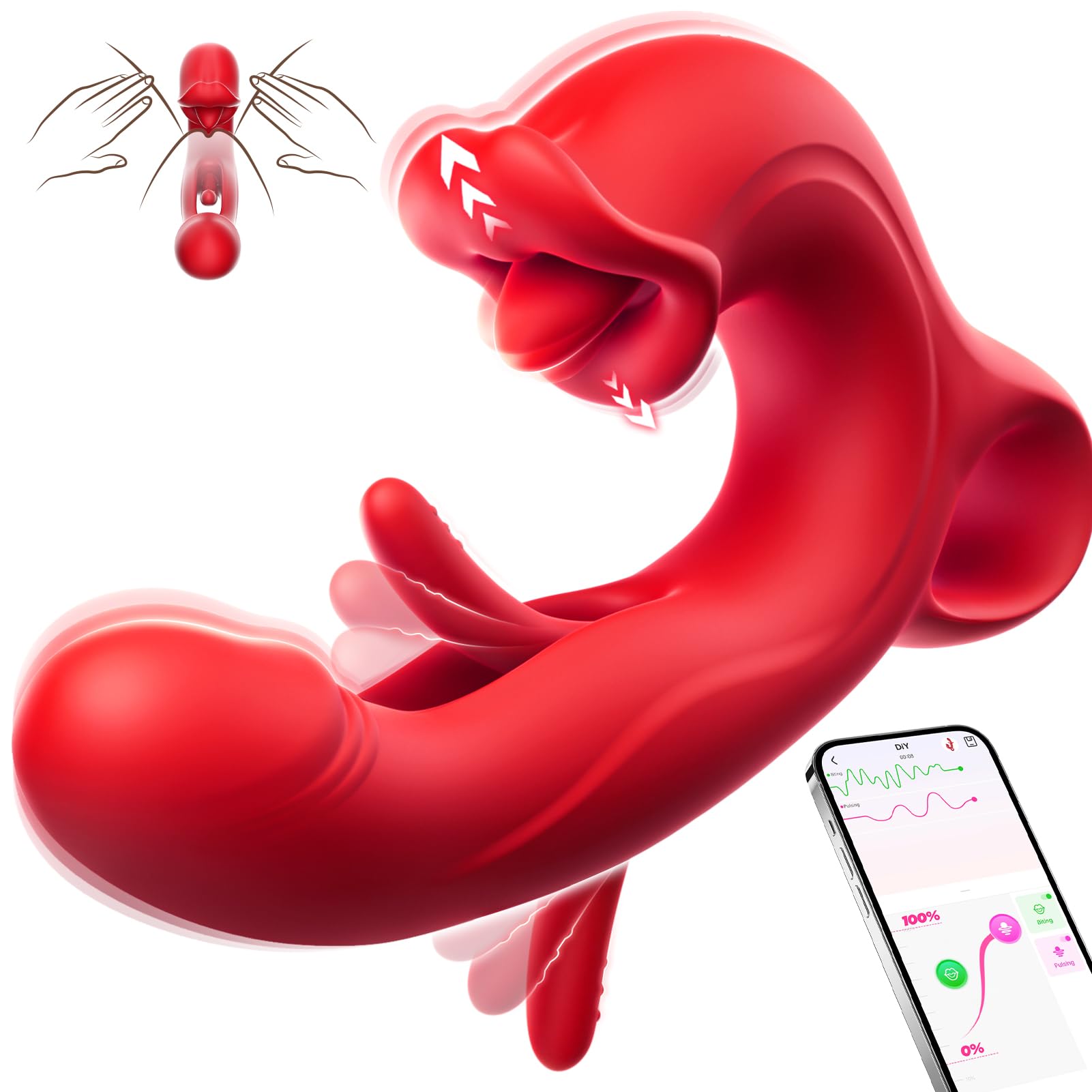 7-in-1 Rose Thrusting Vibrator - G Spot & Clitoral Stimulator with Flapping, Vibrating, Licking & Sucking Modes | Rechargeable Adult Sex Toy for Women & Couples | Perfect for Solo Play, Foreplay & Intimate Moments
