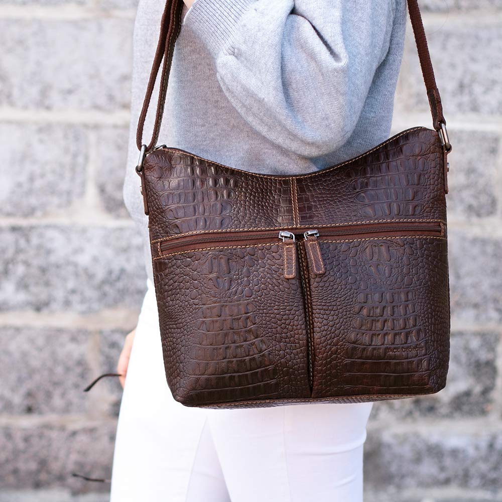 Premium Hornback Crocodile Hobo Handbag #HB814 - Stylish & Durable for Work, Travel & Everyday Use