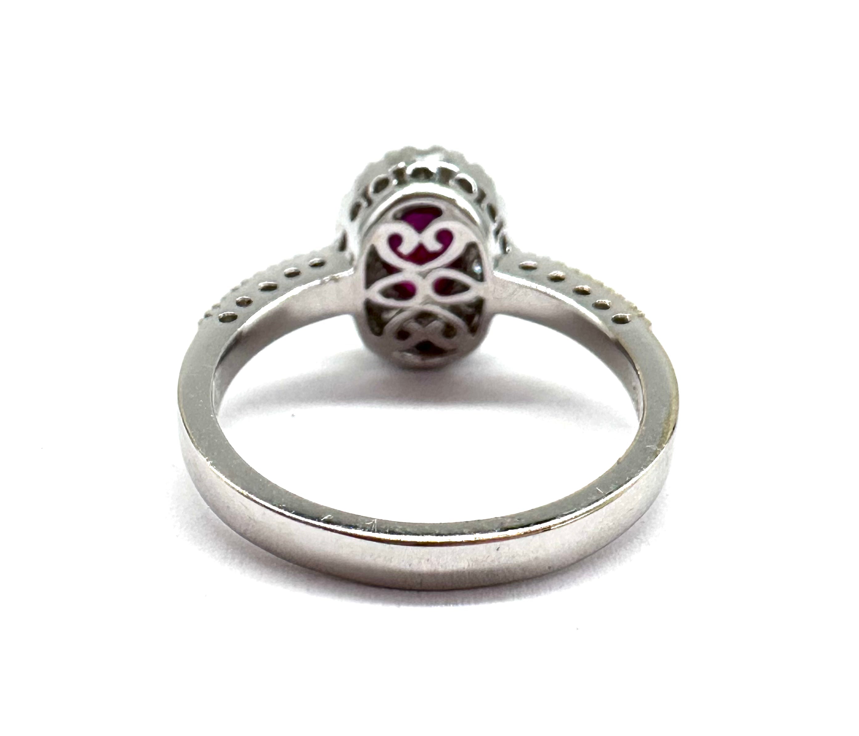 Exquisite 14K Gold Ruby and Diamond Halo Engagement Ring for Women - Perfect for Valentine's Day, Anniversary & Proposal Gifts
