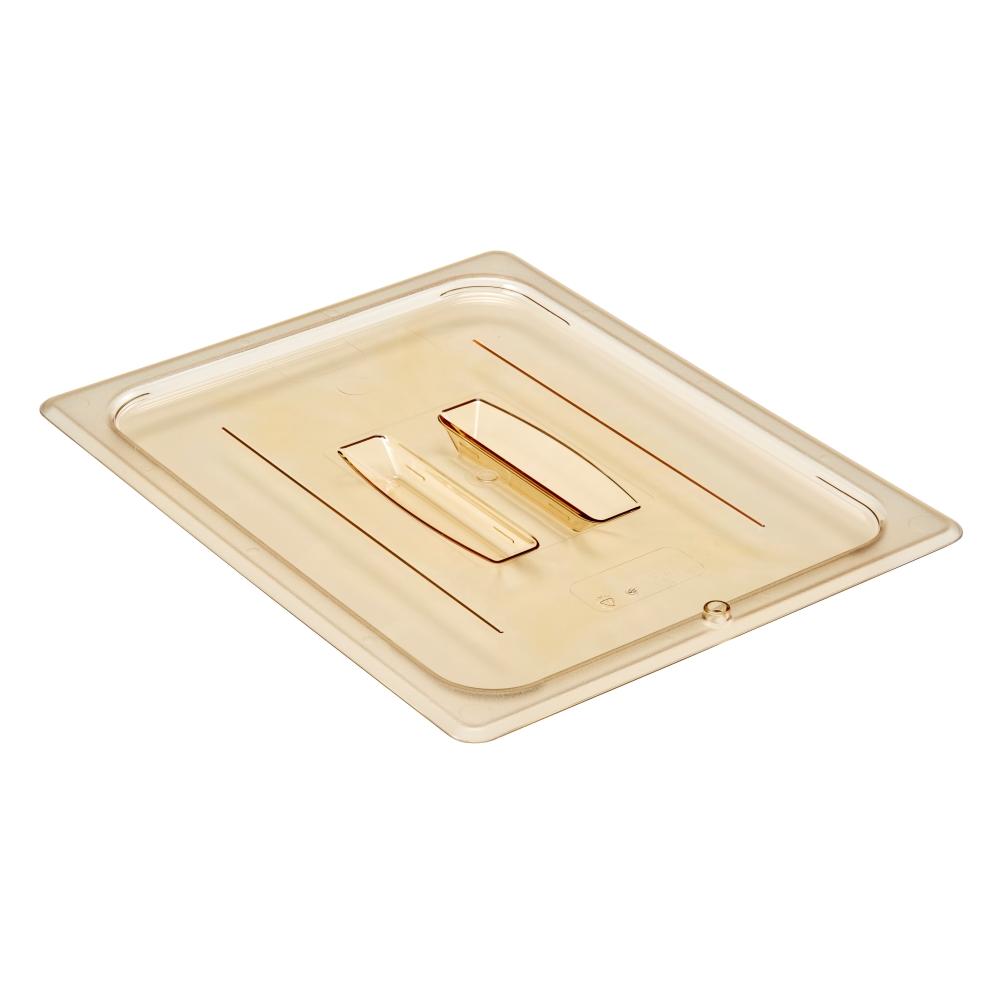 Cambro 20HPCH150 1/2 Size High Heat Resistant Flat Food Pan Cover with Handle - Amber Plastic Lid for Commercial Kitchens, Catering & Food Service - Perfect for Baking, Roasting & Food Storage
