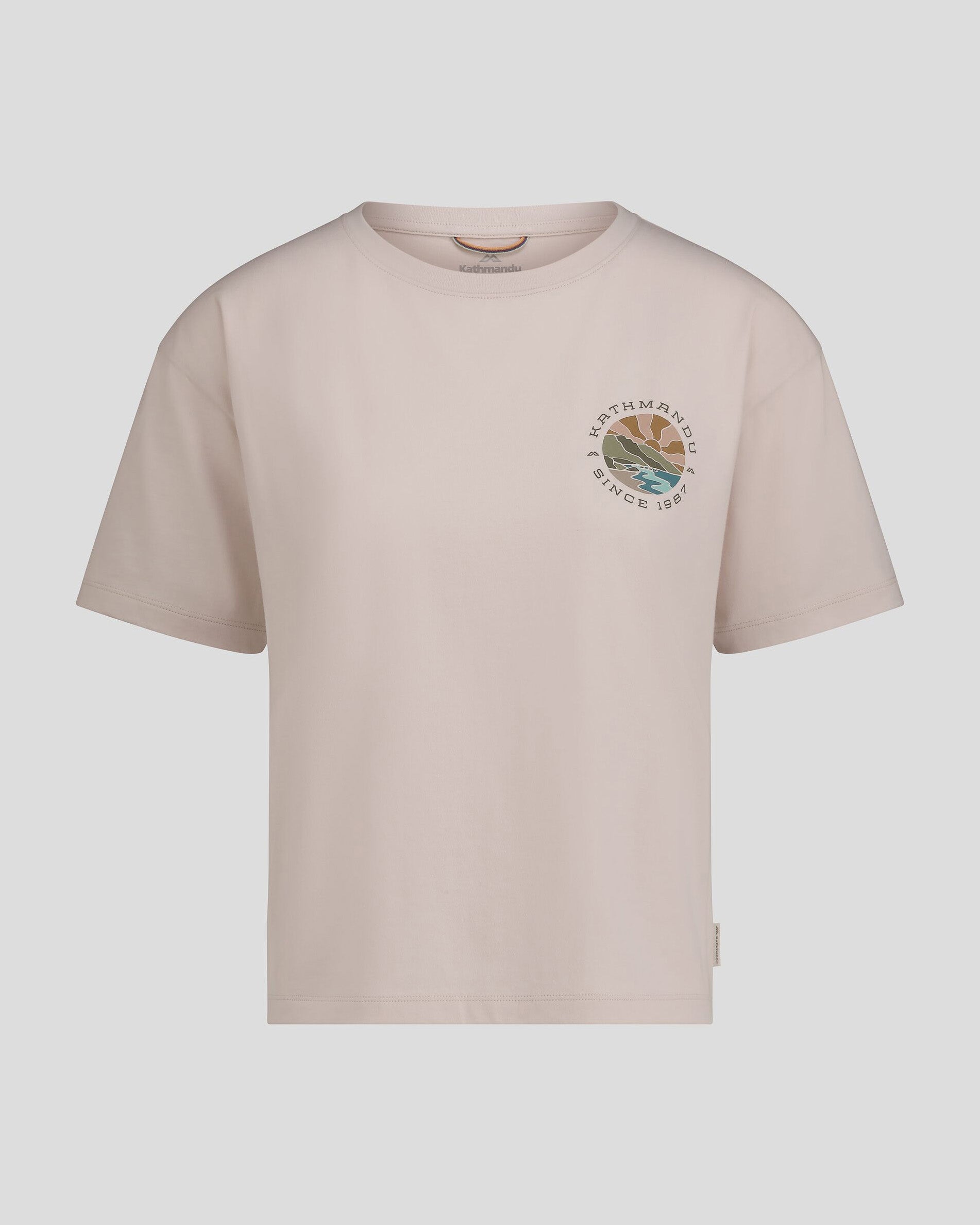 Women's Kathmandu Logo Sunburst Organic Cotton T-Shirt | Eco-Friendly Casual Tee for Outdoor Adventures & Daily Wear