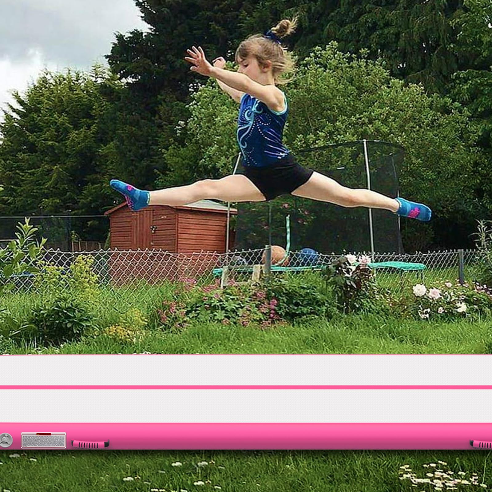Inflatable Air Mat Tumbling Track - Foldable Gymnastics Mat with Electric Pump for Home Gym, Cheerleading Training & Kids Yoga | Perfect for Indoor Exercise, Playroom Activities & Backyard Fun