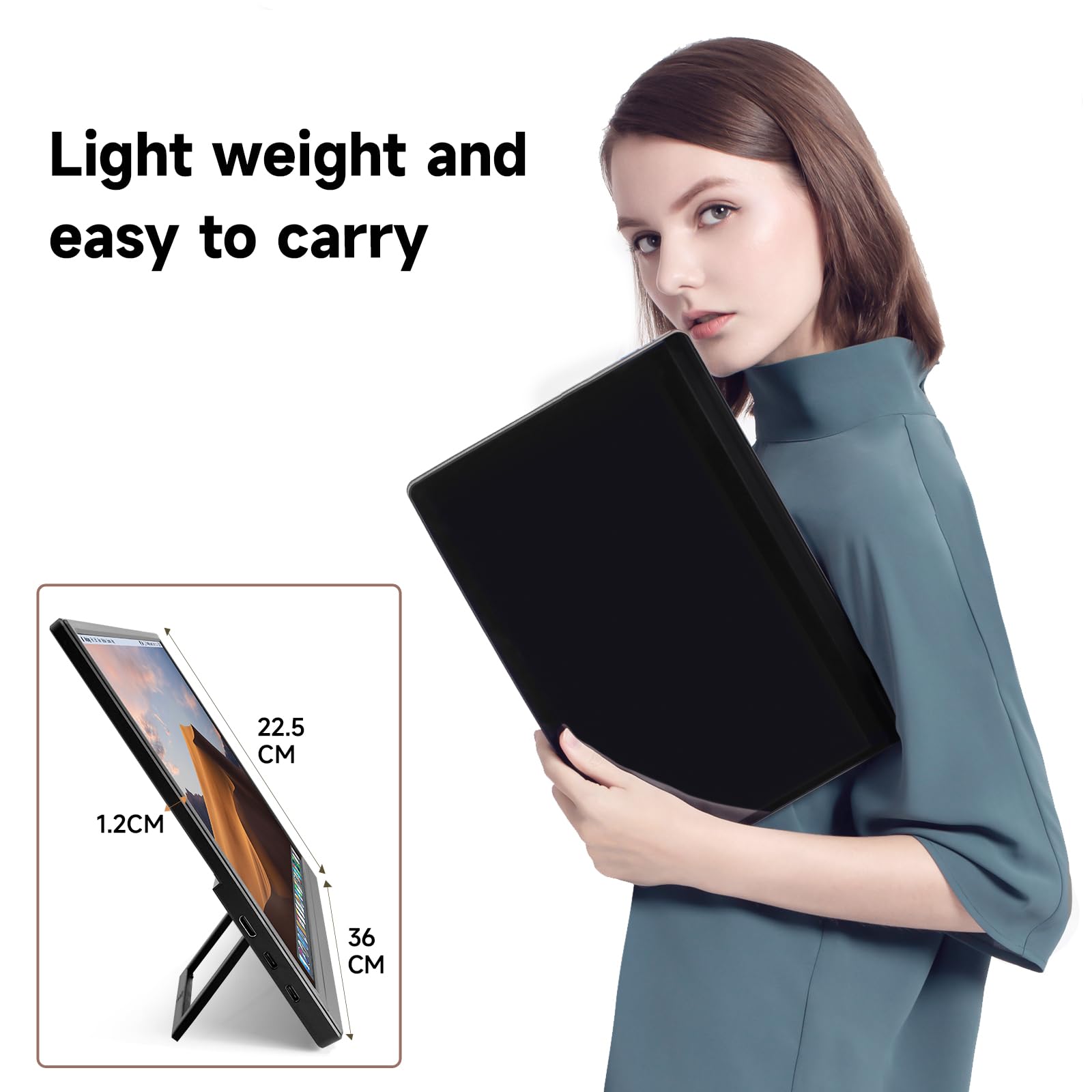 15.6 Inch Portable Monitor - 1080P HDR Dual Screen Folding Display with Stand & VESA Mount for Laptop, PC, Phone, Gaming - Ideal for Work, Travel, and Multi-Tasking (15.6 Inches)