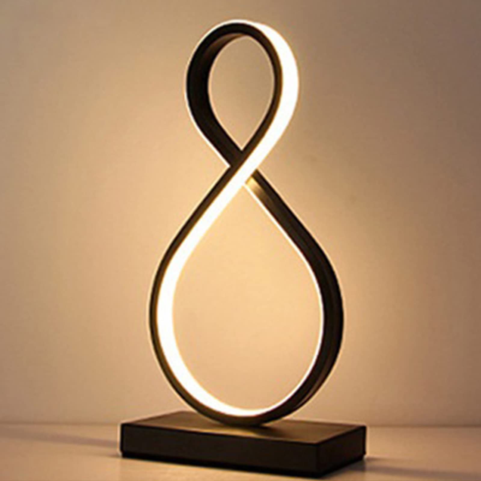 Modern LED Spiral Desk Lamp - 3 Color Adjustable Dimmable Table Light for Bedroom, Study & Office | Curved Design Ambient Lighting for Reading, Working & Relaxing | Black Contemporary Nightstand Lamp
