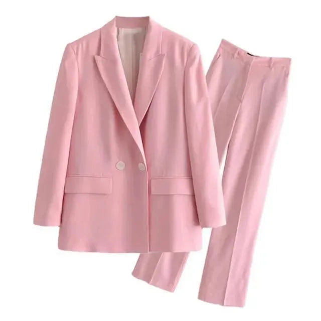 Stylish Women's Double Breasted Pantsuit Set - Professional Office Wear & Formal Business Attire for Career Women | Perfect for Interviews, Meetings, and Corporate Events