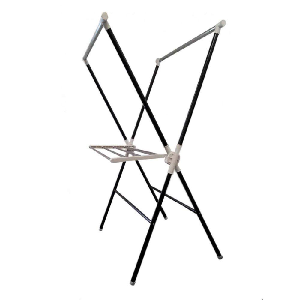 Benjara Folding Laundry Rack - Space Saving Clothes Drying Rack with Plastic & Metal Frame - Black - Perfect for Apartments, Dorms, and Small Spaces