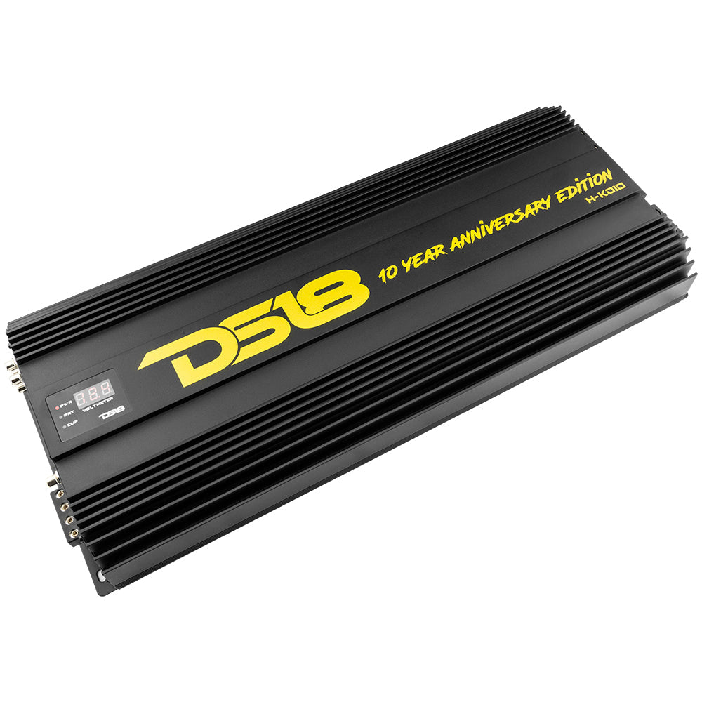 HOOLIGAN KO Gold 1 Channel Car Amplifier 10000W RMS @ 1 Ohm with Built-in Voltmeter - High Power Audio for Subwoofers | Made in Korea | Perfect for Car Audio Systems & Bass Boost
