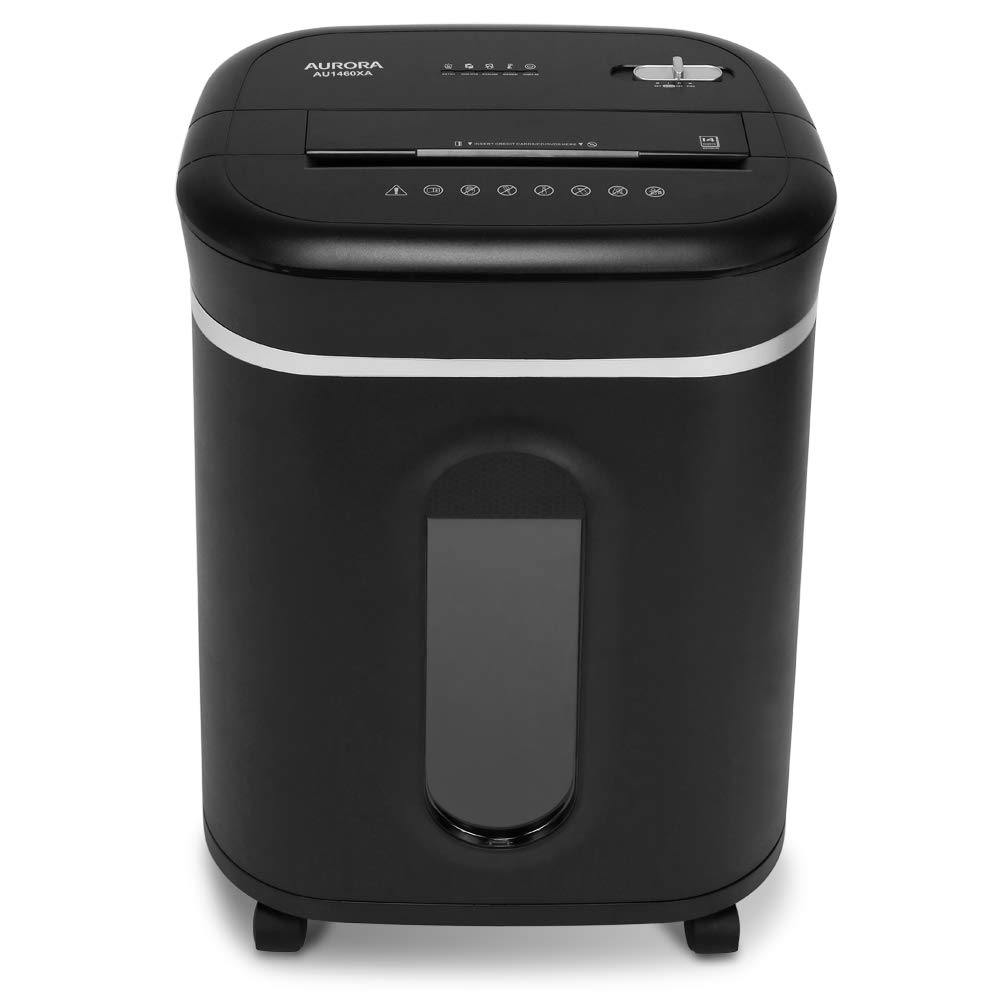 Aurora 14-Sheet Crosscut Paper Shredder with 6-Gallon Basket - Heavy Duty CD/Credit Card Shredder, 120 Min Continuous Run Time - Perfect for Home Office & Small Business Document Security
