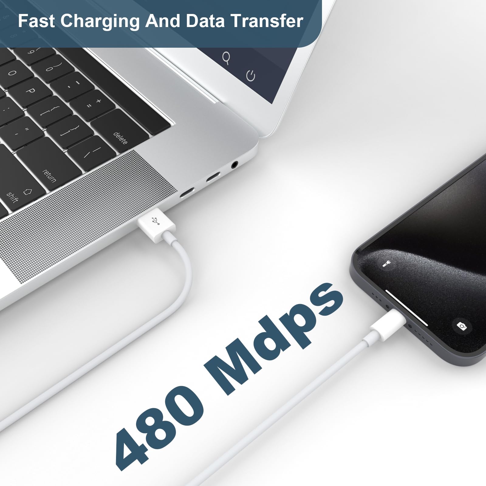 USB C to USB A CarPlay Cable for iPhone 15/15 Pro Max/15 Plus - Fast Charging Cord Compatible with 10th Gen iPad Pro, iPad Air 5th/4th, Mini 6th Gen & AirPods Pro 2nd Gen - Perfect for Car Charging & Seamless Apple CarPlay Connectivity