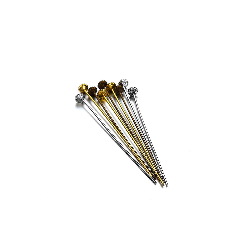 20pcs 50mm Gold Flower Head Pins for Jewelry Making - DIY Beading Supplies, Ball Head Pins, Jewelry Findings, Women's Craft Accessories (Antique Bronze) - Perfect for Earrings, Necklaces & Bracelets