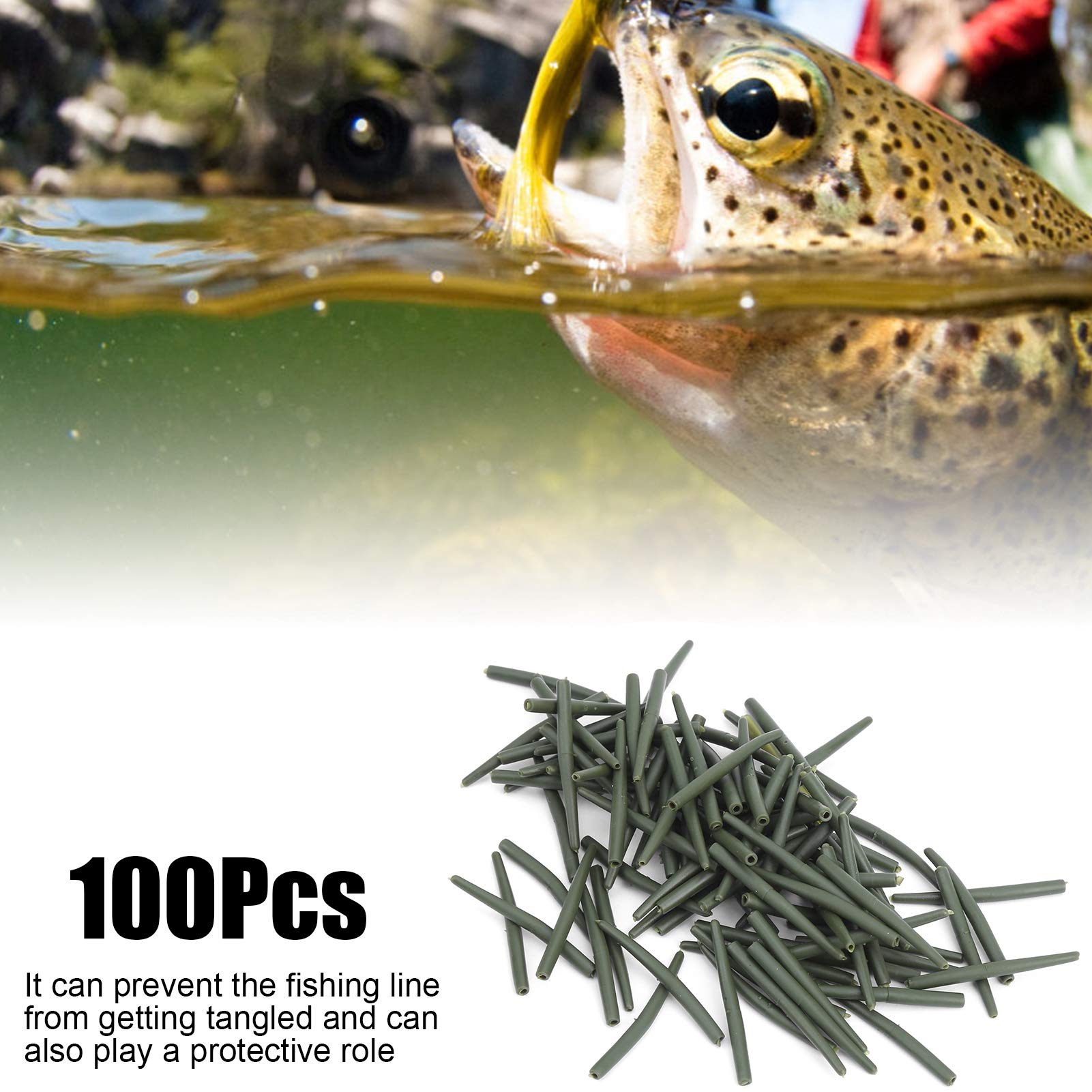 100Pcs Anti-Tangle Fishing Sleeves - Durable Rubber Fishing Line Protectors for Anglers | Perfect for Freshwater & Saltwater Fishing, Boat Trips, and Outdoor Adventures
