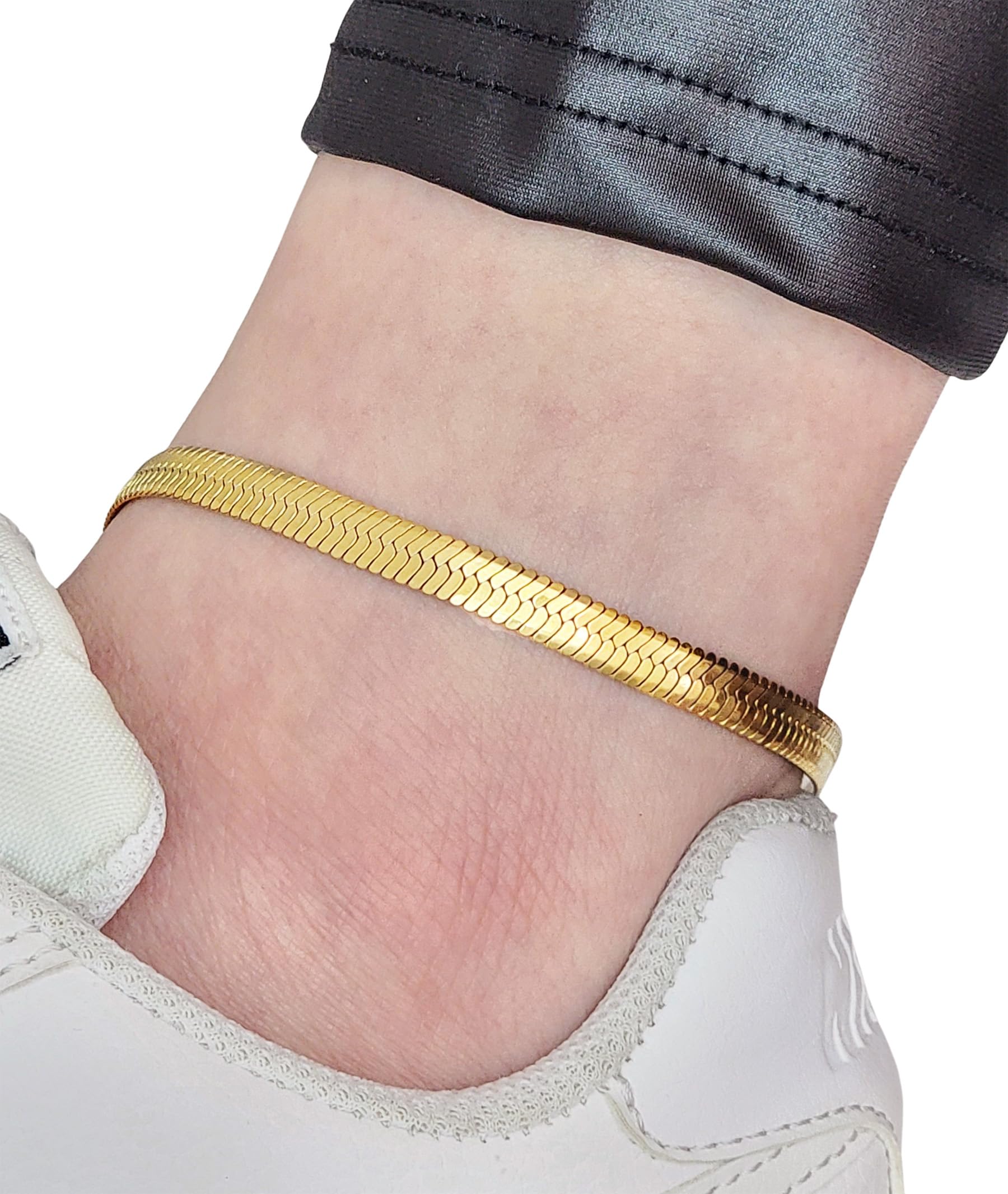 Stainless Steel Cuban Rope Chain Anklet for Women - Adjustable Ankle Bracelet, Durable & Hypoallergenic Jewelry for Beach, Party & Everyday Wear