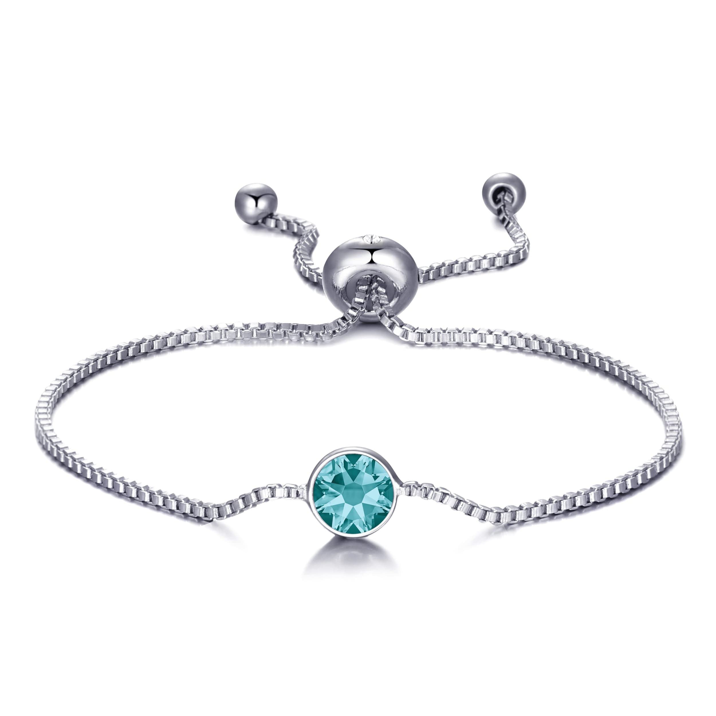 Blue Topaz Birthstone Bracelet with Zircondia® Crystals for December Gifts
