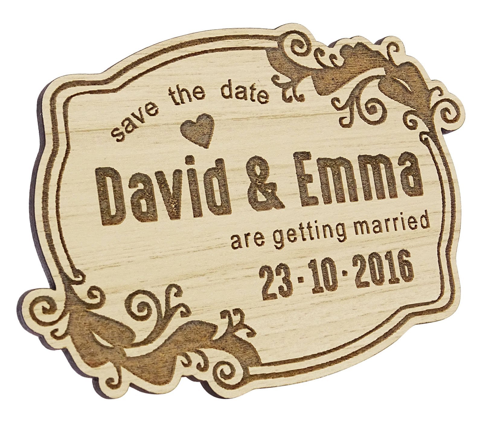 Personalized Engraved Wooden Magnets - Custom Rustic Wedding Save The Date Gift - Perfect for Fridge Decor, DIY Crafts, and Party Favors