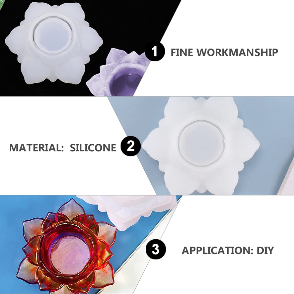 Uonlytech 2-Piece Silicone Candle Holder Molds - Lotus Flower Tealight Candle Molds for DIY Resin Crafts, Home Decor & Wedding Centerpieces