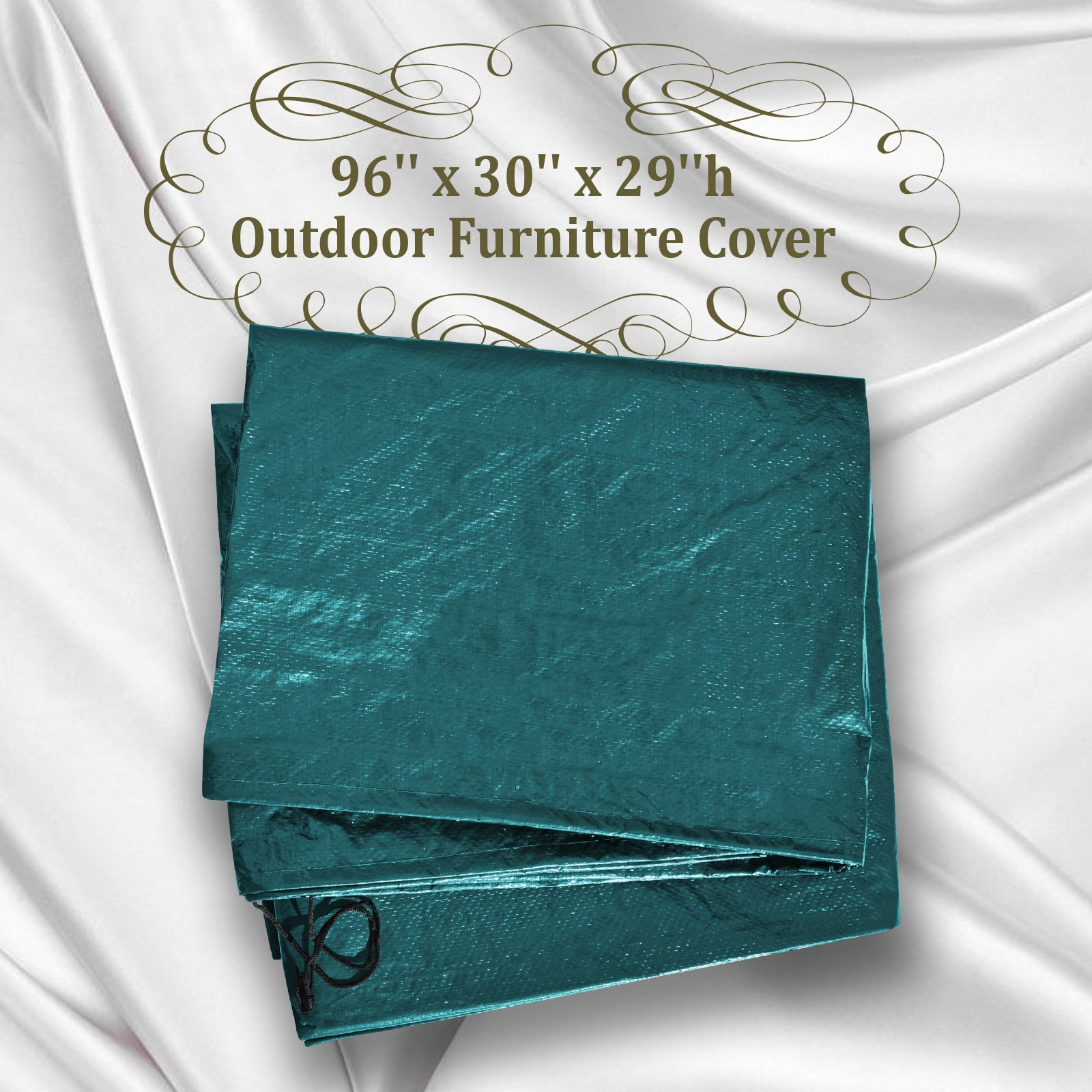 BenefitUSA Waterproof Patio Furniture Cover 98x30x29 Inches, Outdoor Garden Table Set Protector - Heavy Duty UV Resistant Green - Perfect for Backyard, Deck & Poolside Use