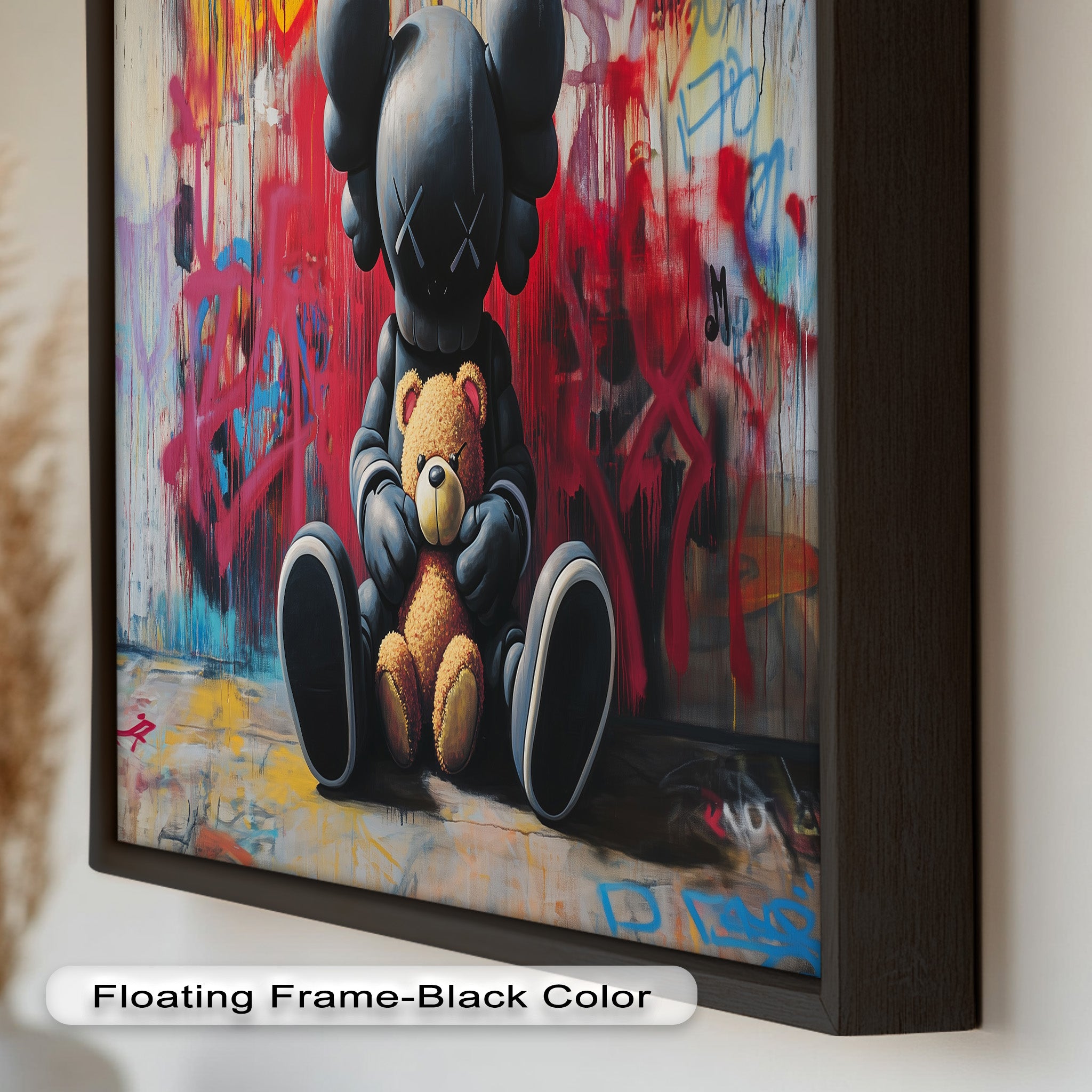 KAWS Oil Painting - Alone with a Bear - Modern Artwork for Home Decor & Gift Ideas