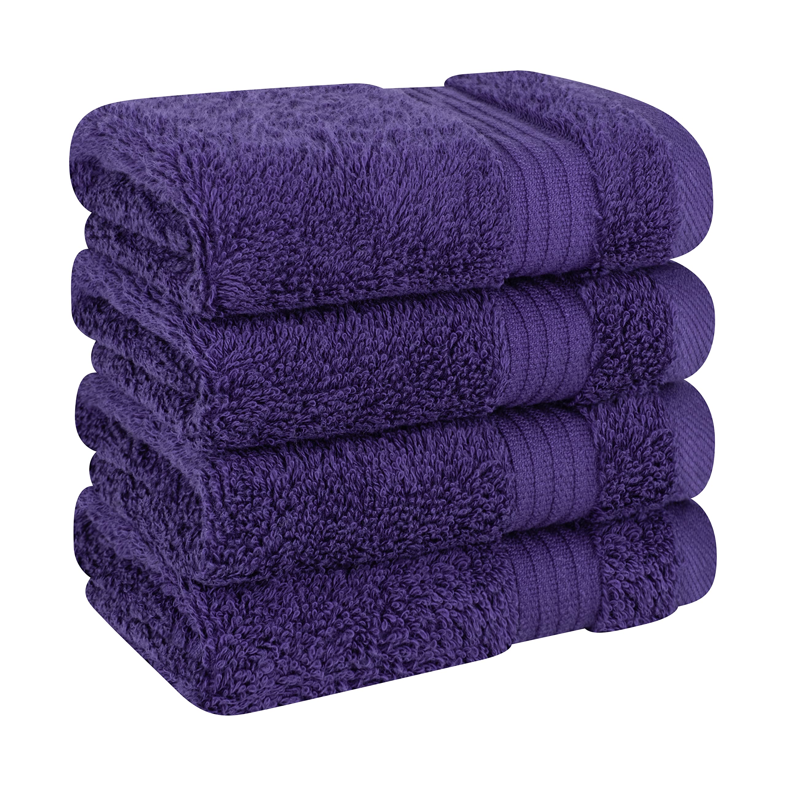 100% Cotton Turkish Washcloths - 4 Pack Soft Absorbent Face & Hand Towels for Bath & Body - Gentle Exfoliating Wash Rags (Purple) - Perfect for Spa, Baby Care & Sensitive Skin