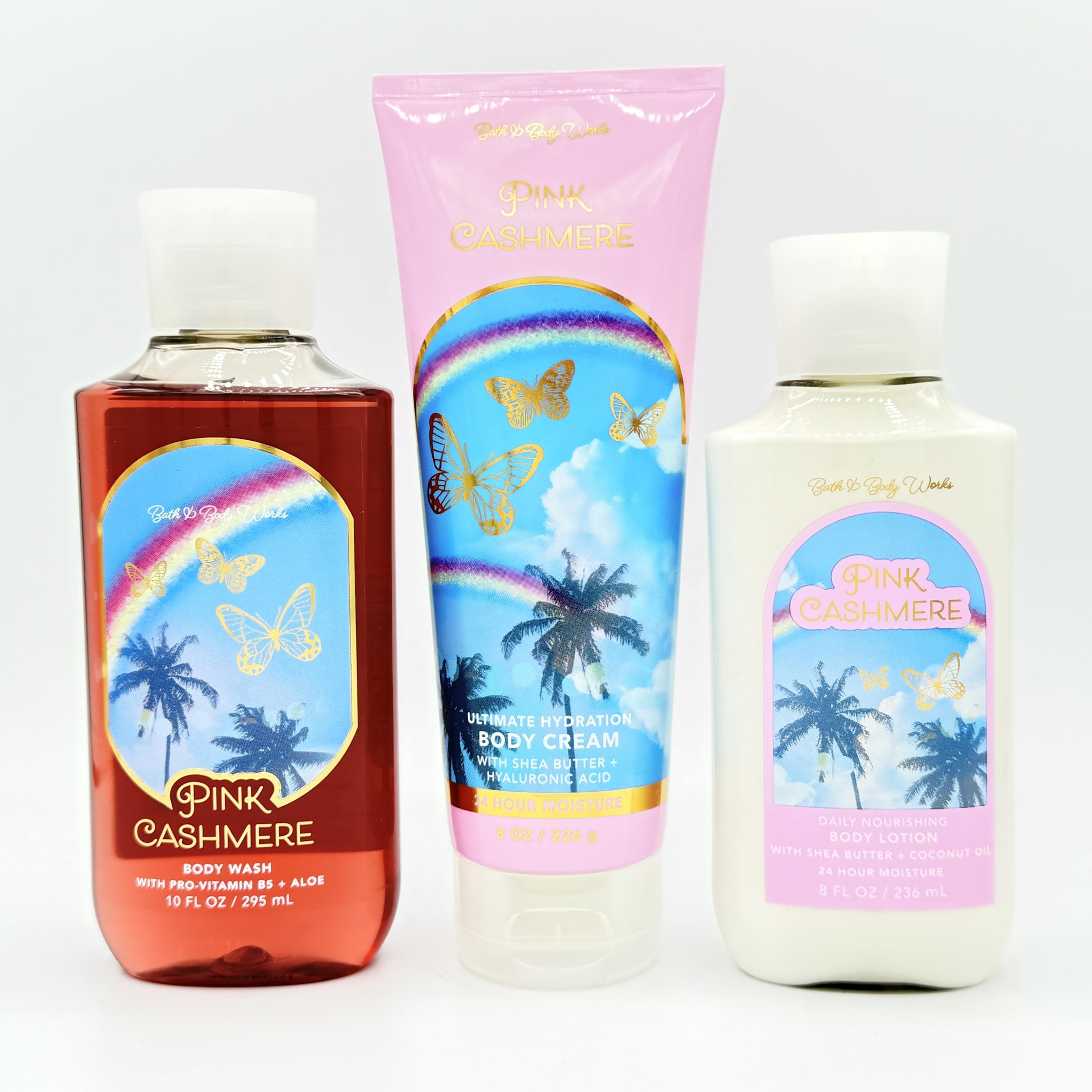 Luxury Pink Cashmere 3-Piece Bath & Body Gift Set - Moisturizing Body Wash, Ultra Shea Butter Cream & Nourishing Lotion | Perfect for Spa Day, Self-Care Routine & Holiday Gifts
