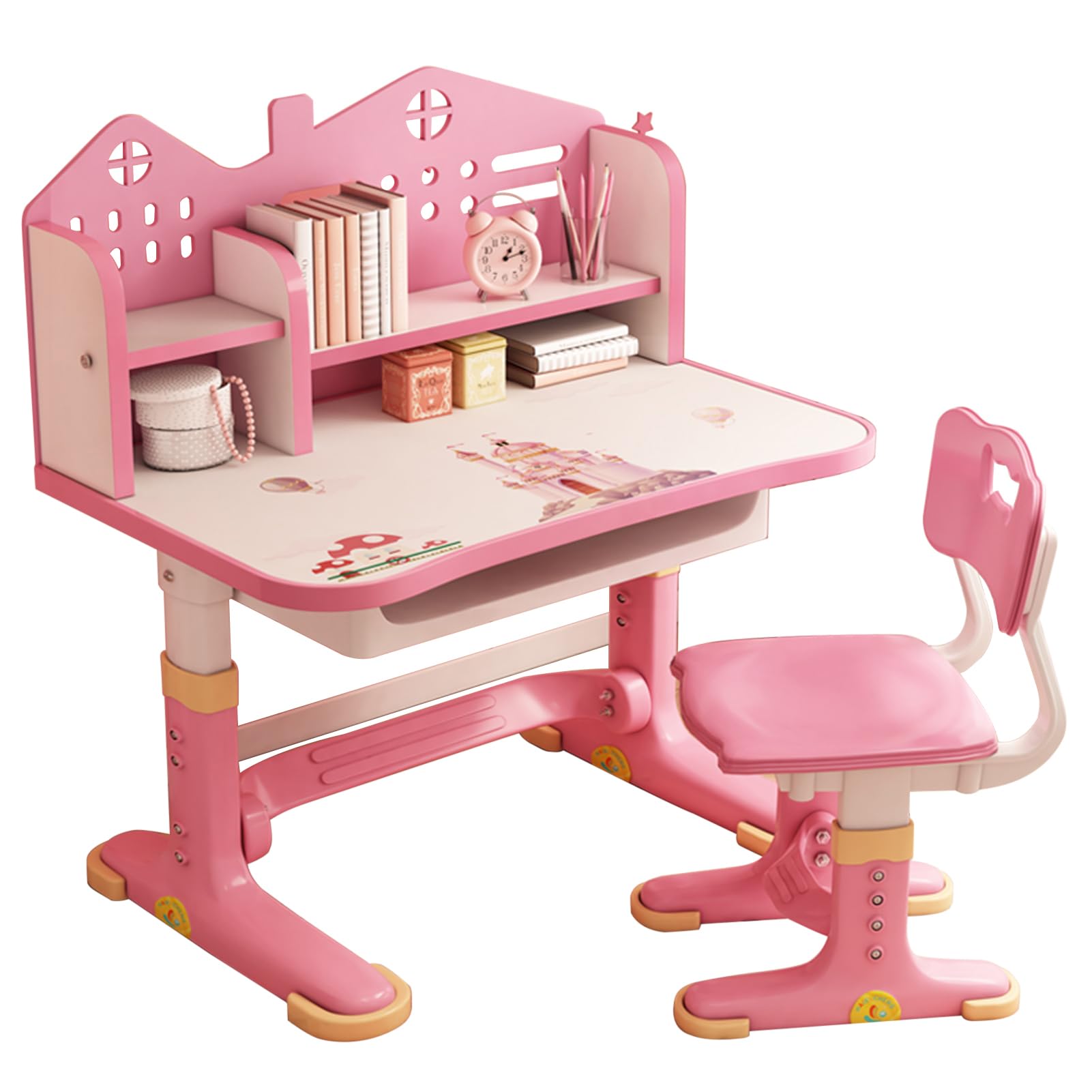 Adjustable Kids Desk and Chair Set - Ergonomic Study Desk with Drawer & Bookstand for Boys & Girls - Perfect for Homework, Online Learning & Reading