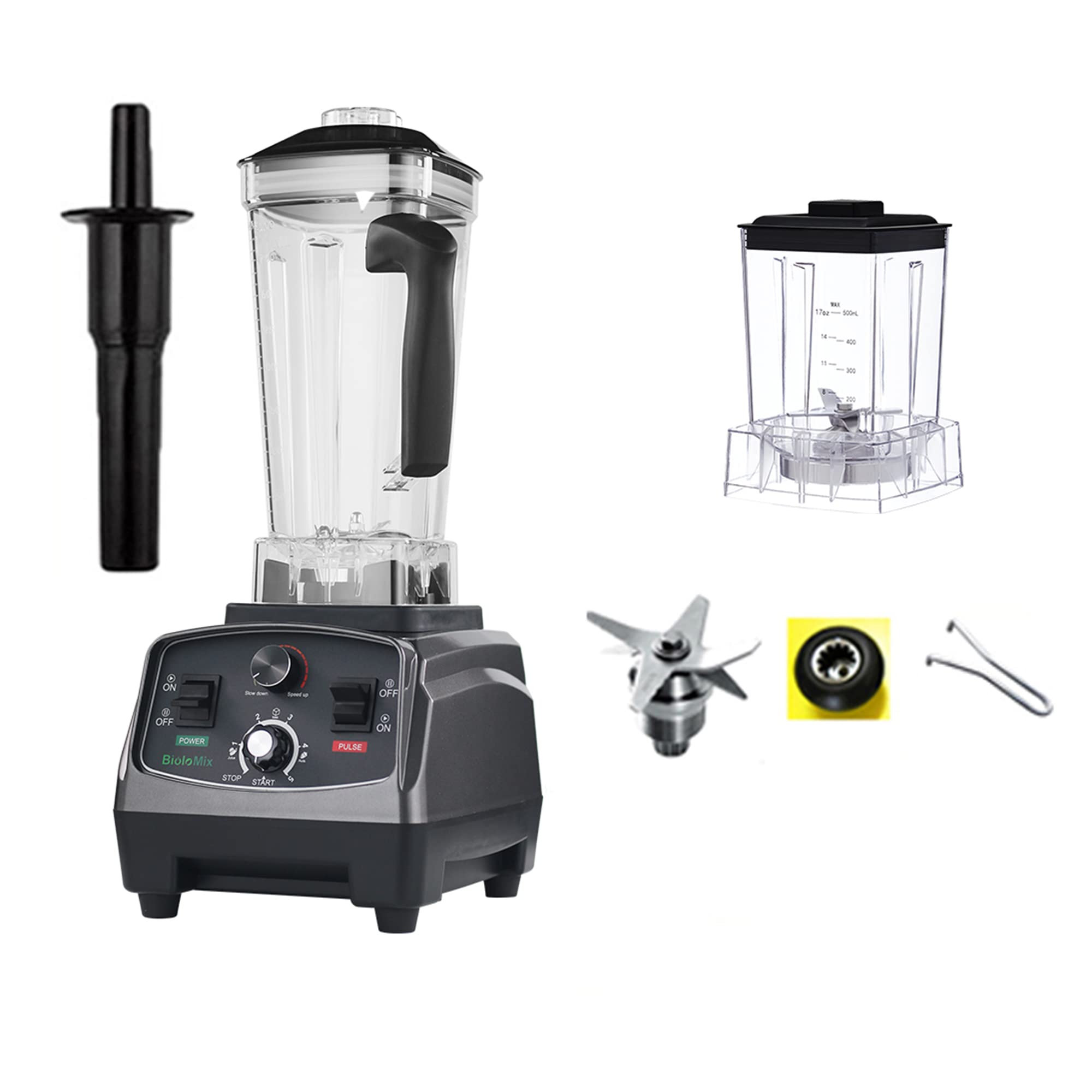 BioloMix 2200W Professional Countertop Blender - High Power Commercial & Home Blender with Timer for Smoothies, Ice Crushing, Frozen Fruits, Soup Making - Perfect for Kitchens, Restaurants & Smoothie Bars