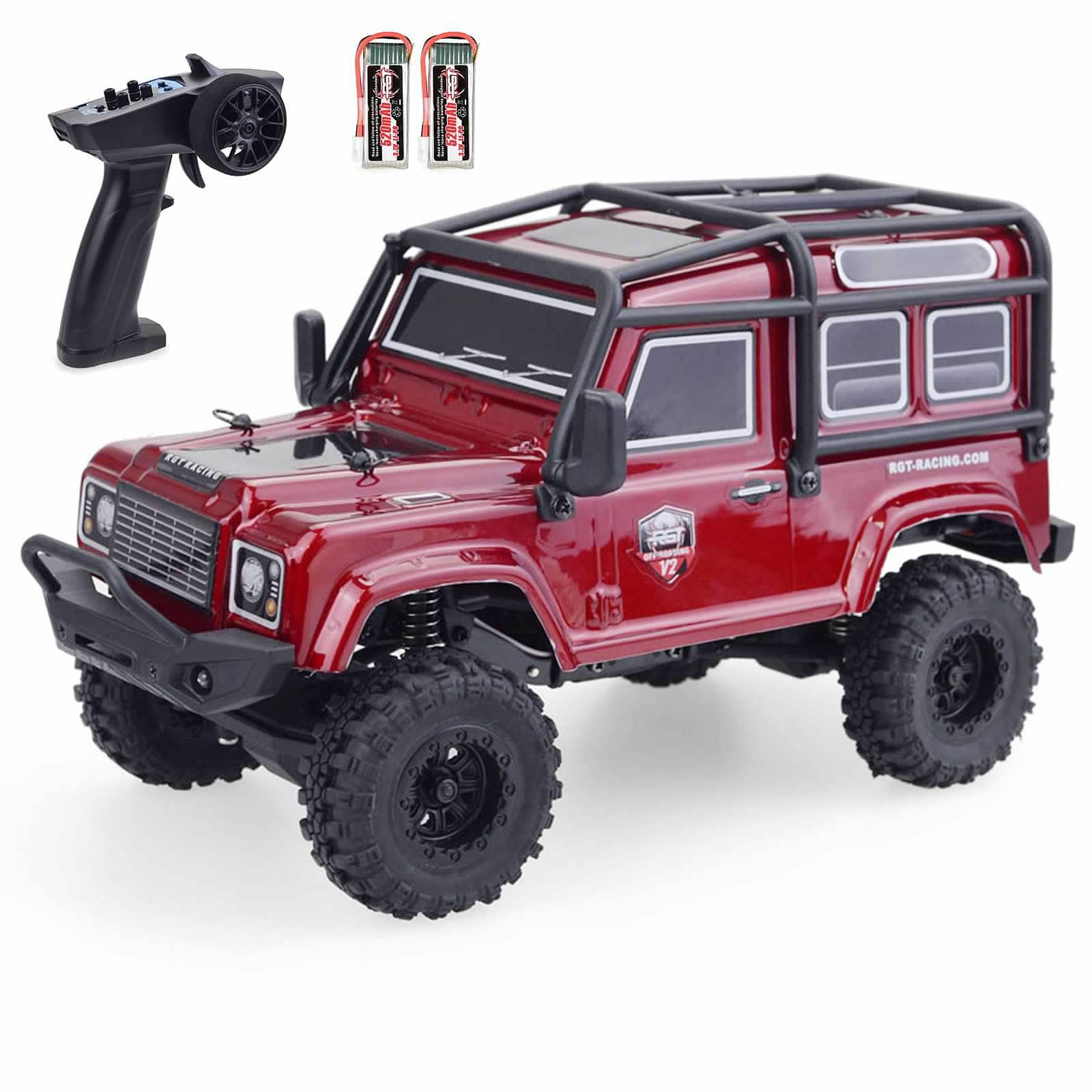 1/24 Scale HSP RGT 136240 V2 RC Crawler Car - 4WD Off-Road Remote Control Vehicle with 15km/h Speed, 2 Batteries Included - Perfect for Boys Gifts, Indoor Crawling & Outdoor Adventure Play