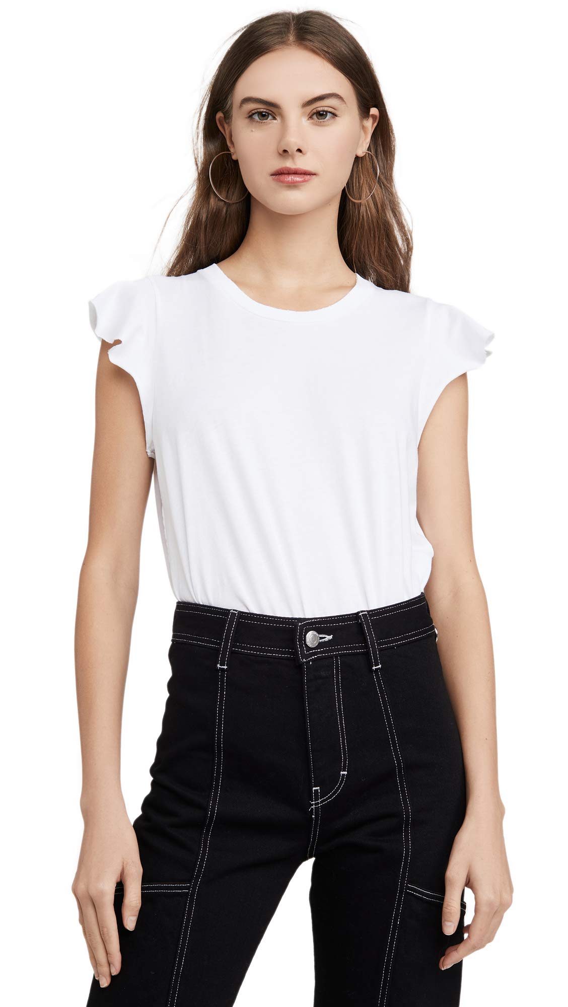 AMO Women's Flutter Sleeve T-Shirt - Soft Casual V-Neck Top for Everyday Wear | Perfect for Work, Dates & Weekend Outfits