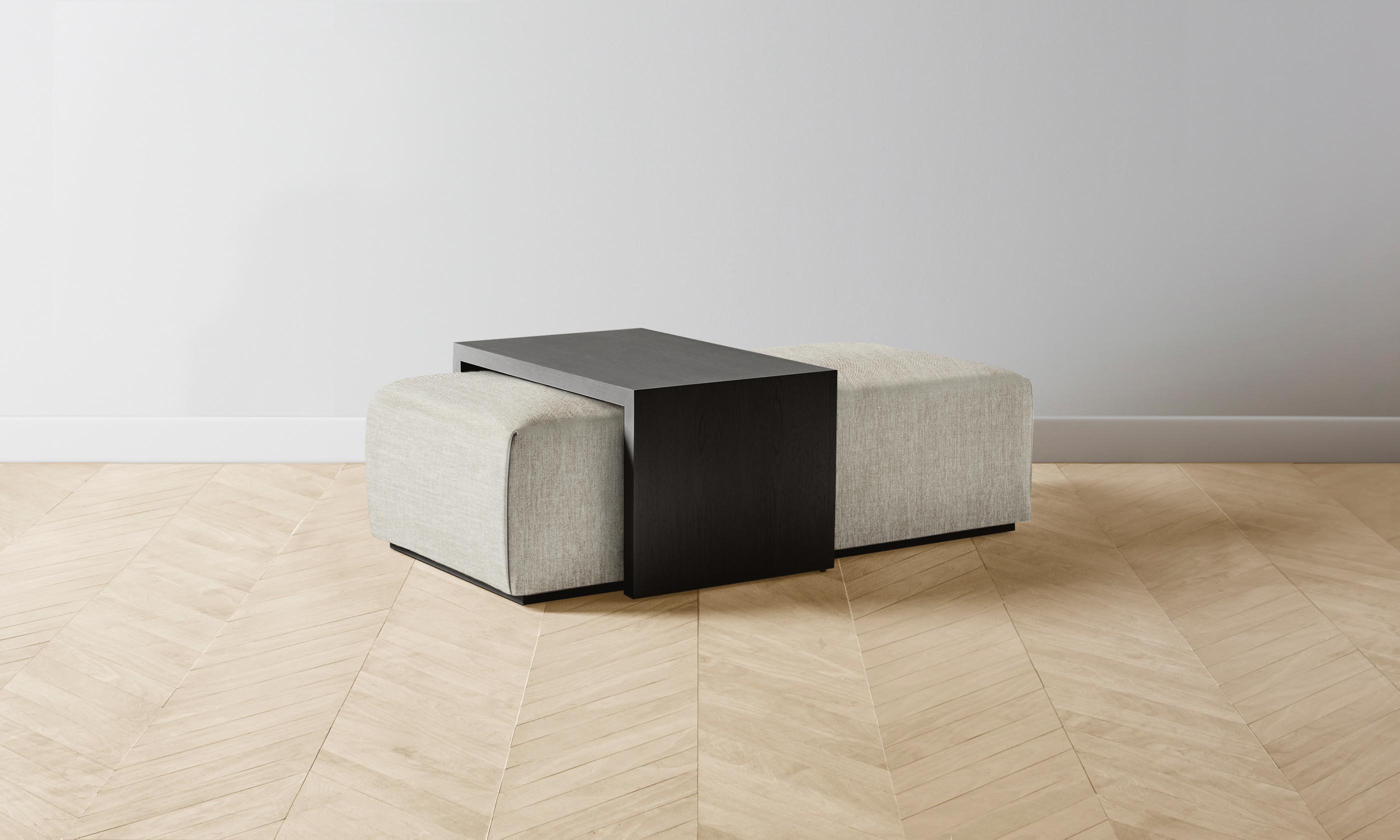 The Bowery Ottoman in Performance Tweed Oatmeal - Stylish and Durable Footrest for Living Room, Bedroom, or Office