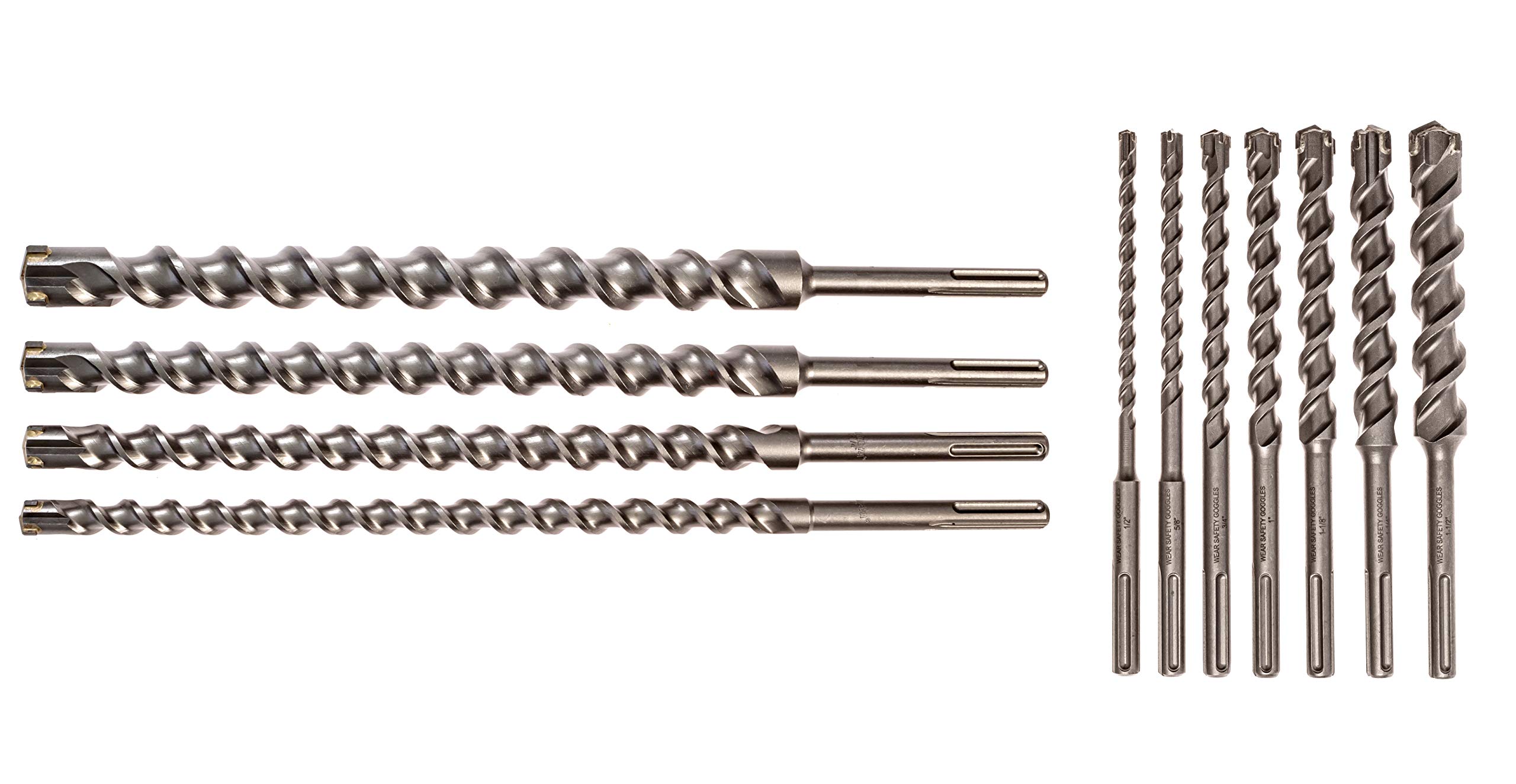 11-Piece Carbide Tipped SDS Max Masonry Drill Bit Set for Concrete, Brick & Stone - Heavy Duty Construction & DIY Projects