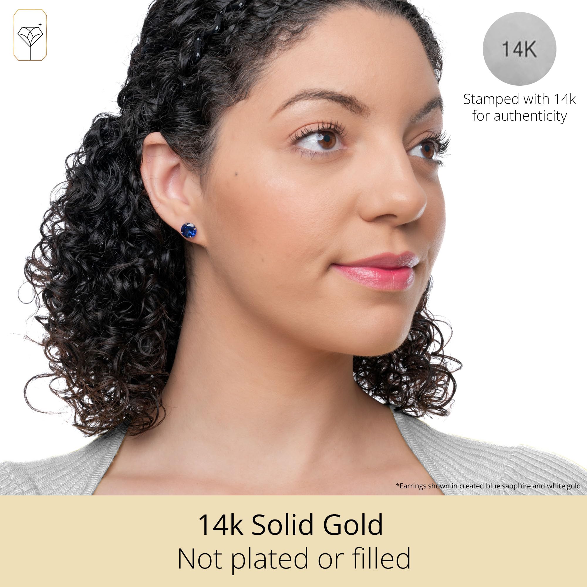 14K Gold Large Round Stud Earrings for Women - 9mm Birthstone Earrings | Gemstone Stud Earrings | Perfect Gift for Birthday, Anniversary & Mother's Day | Elegant Jewelry for Everyday Wear & Special Occasions